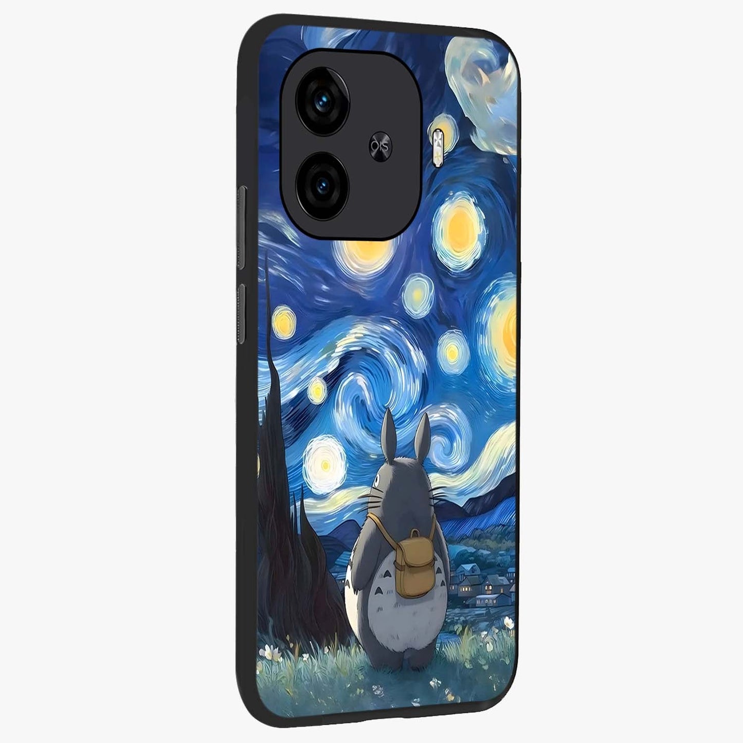 Totoro In Van Gogh Art Glass Case upright view showcasing creative character artwork with painterly artistic theme.