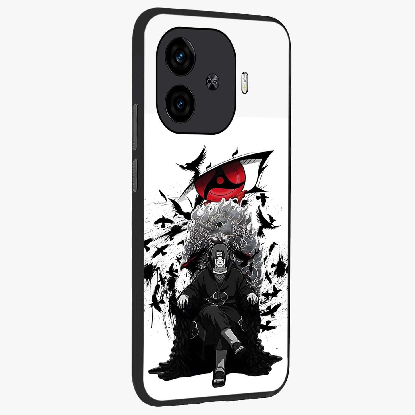 Uchiha Shadow Throne Glass Case upright view showcasing magical underwater galaxy artwork with vibrant cosmic theme.