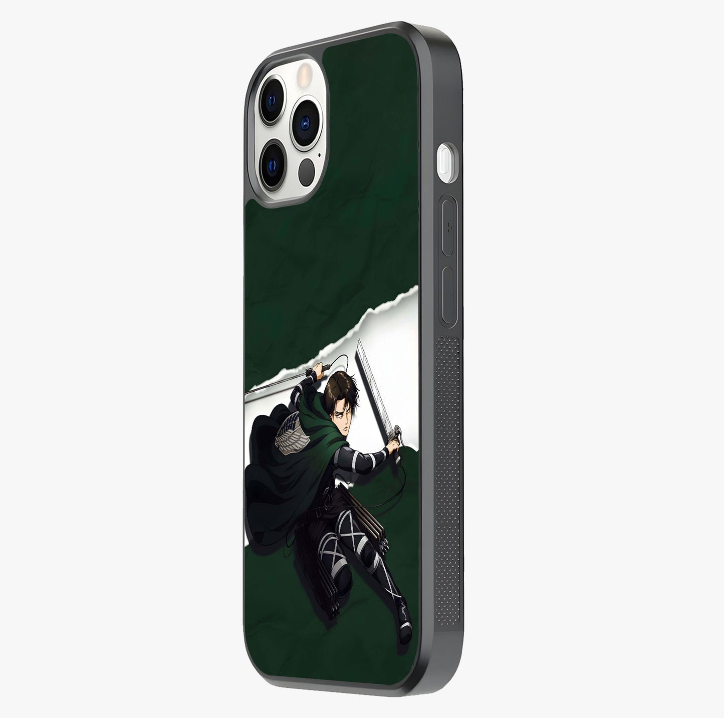 Emerald War Vanguard Glass Case photographed in natural light showing reflective finish and design depth.