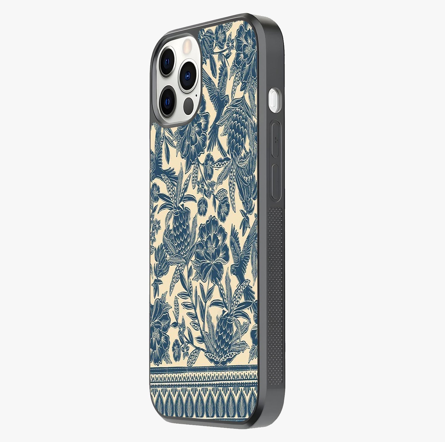 Heirloom Wild Bloom Glass Case photographed in natural light showing reflective finish and design depth.