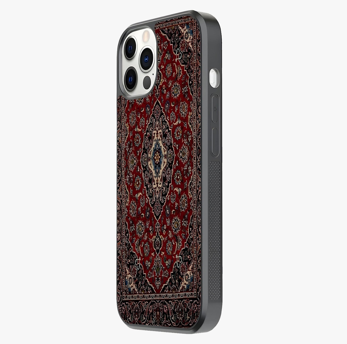 Heritage Carpet Royale Glass Case photographed in natural light showing reflective finish and design depth.
