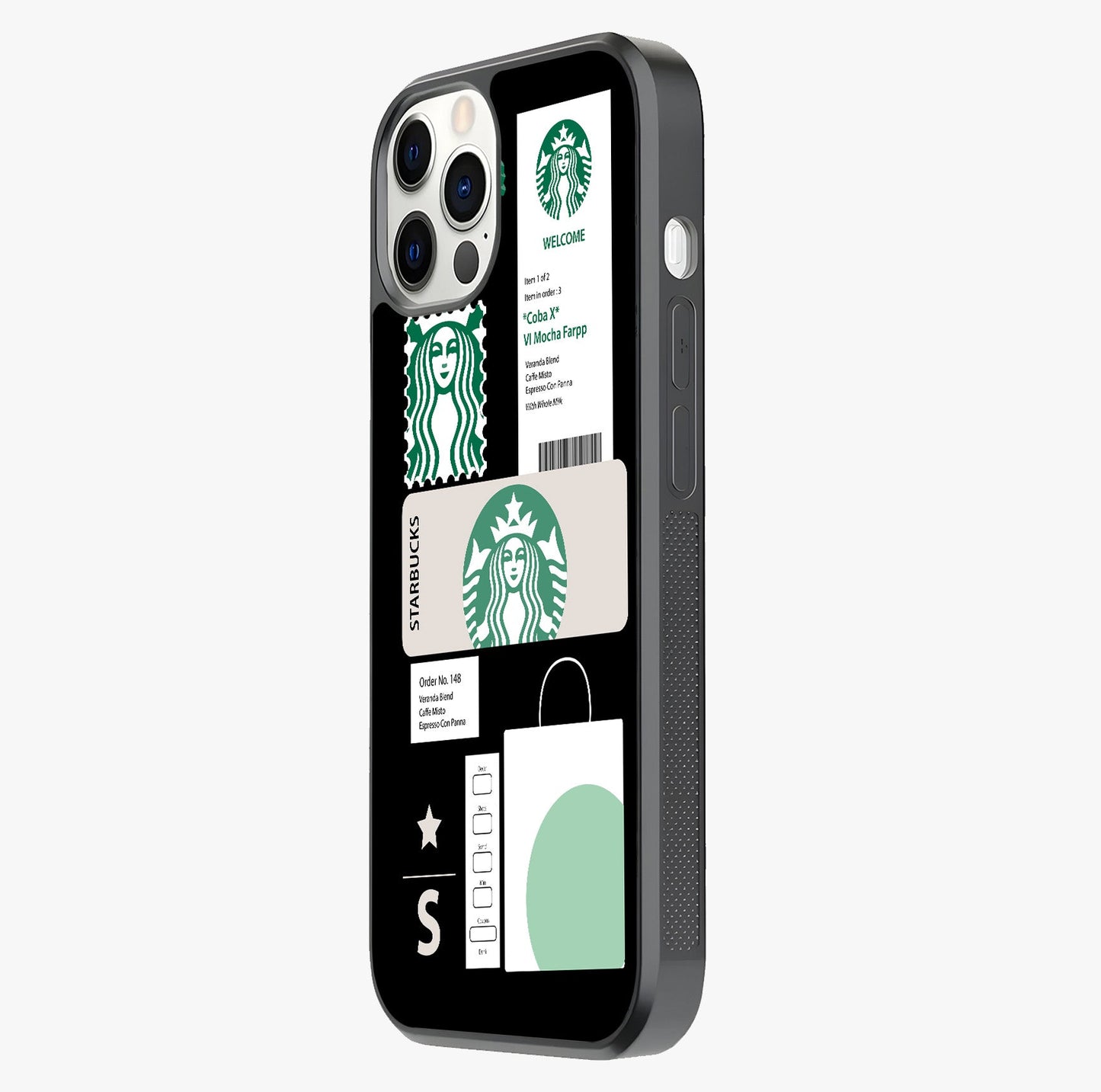 Starbucks Mocha Glass Case photographed in natural light showing reflective finish and design depth.