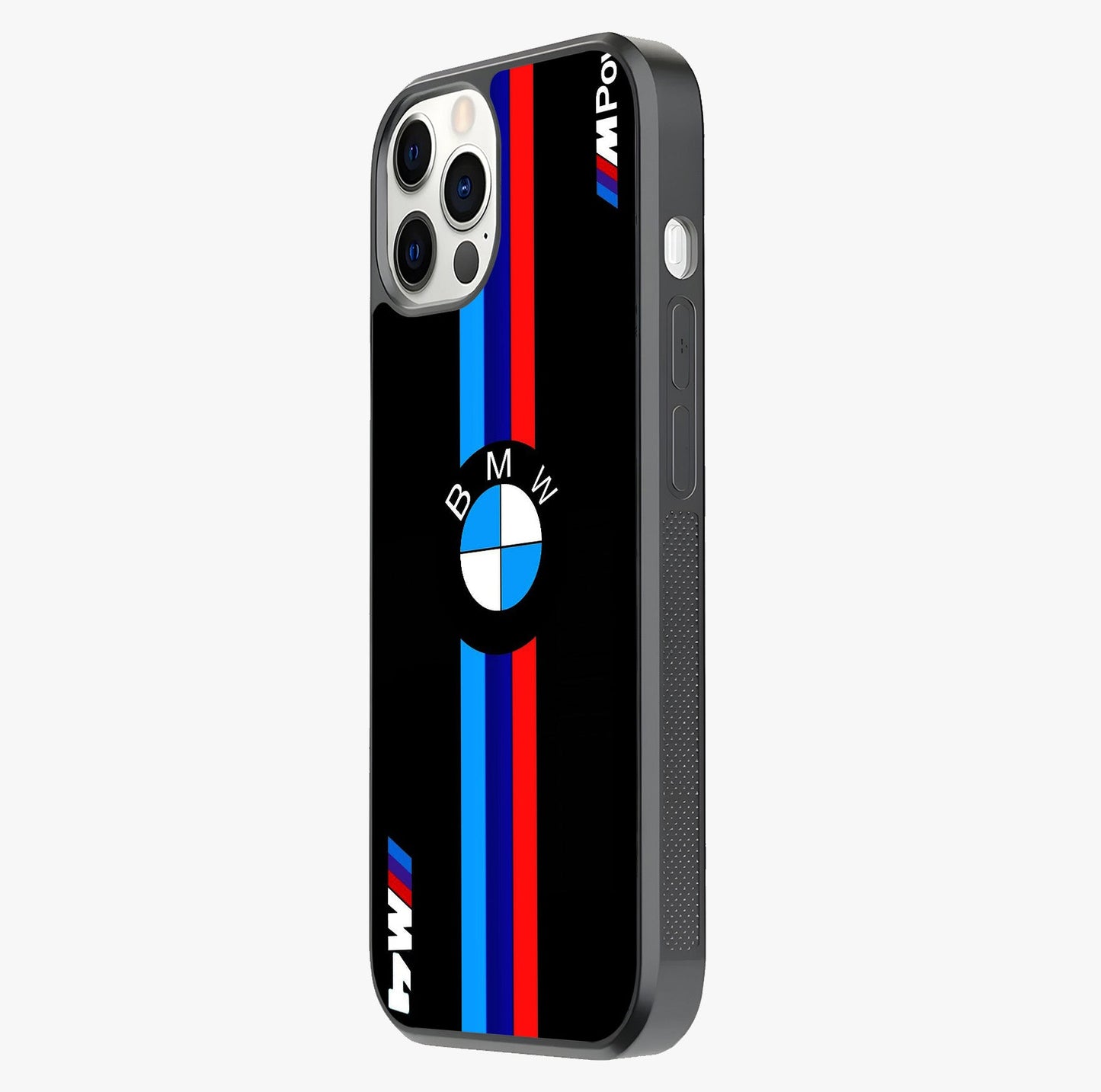 Turbo Bmw Beast Glass Case photographed in natural light showing reflective finish and design depth.