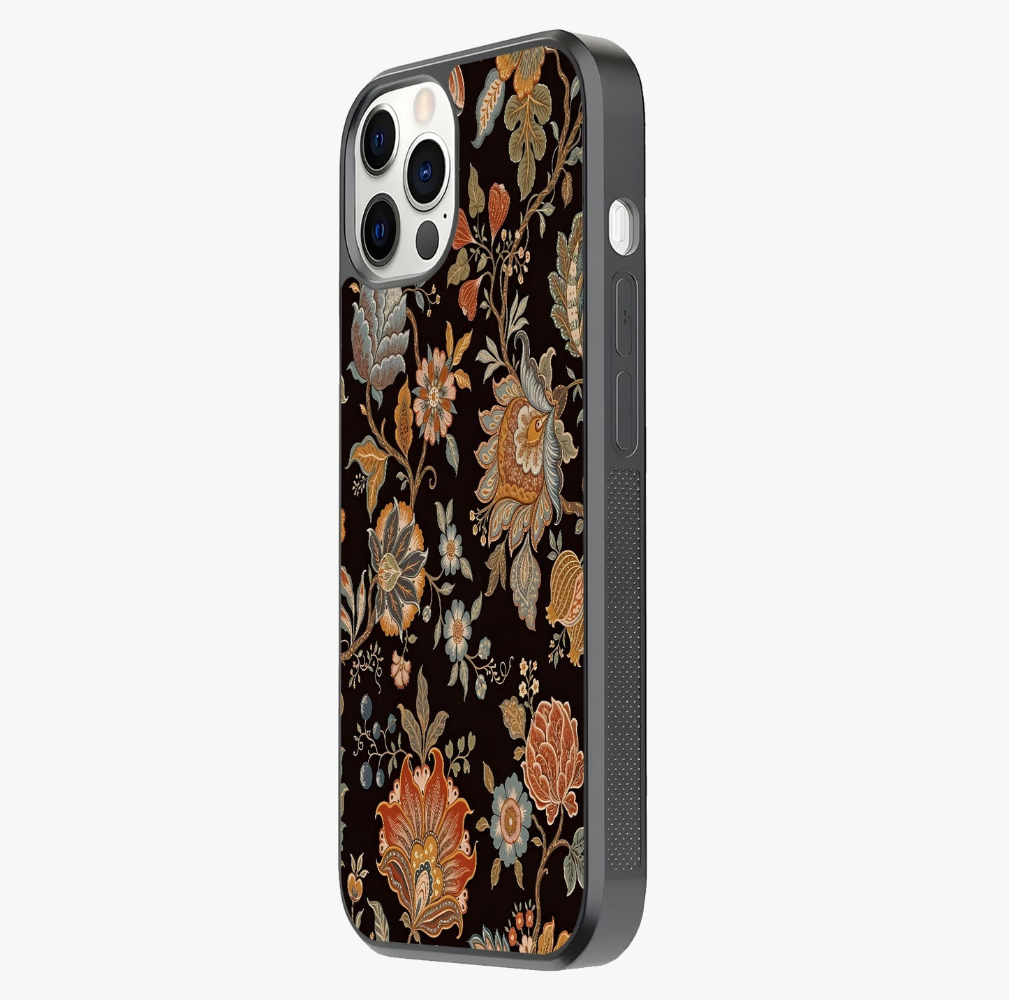 Vintage Floral Dream Glass Case photographed in natural light showing reflective finish and design depth.