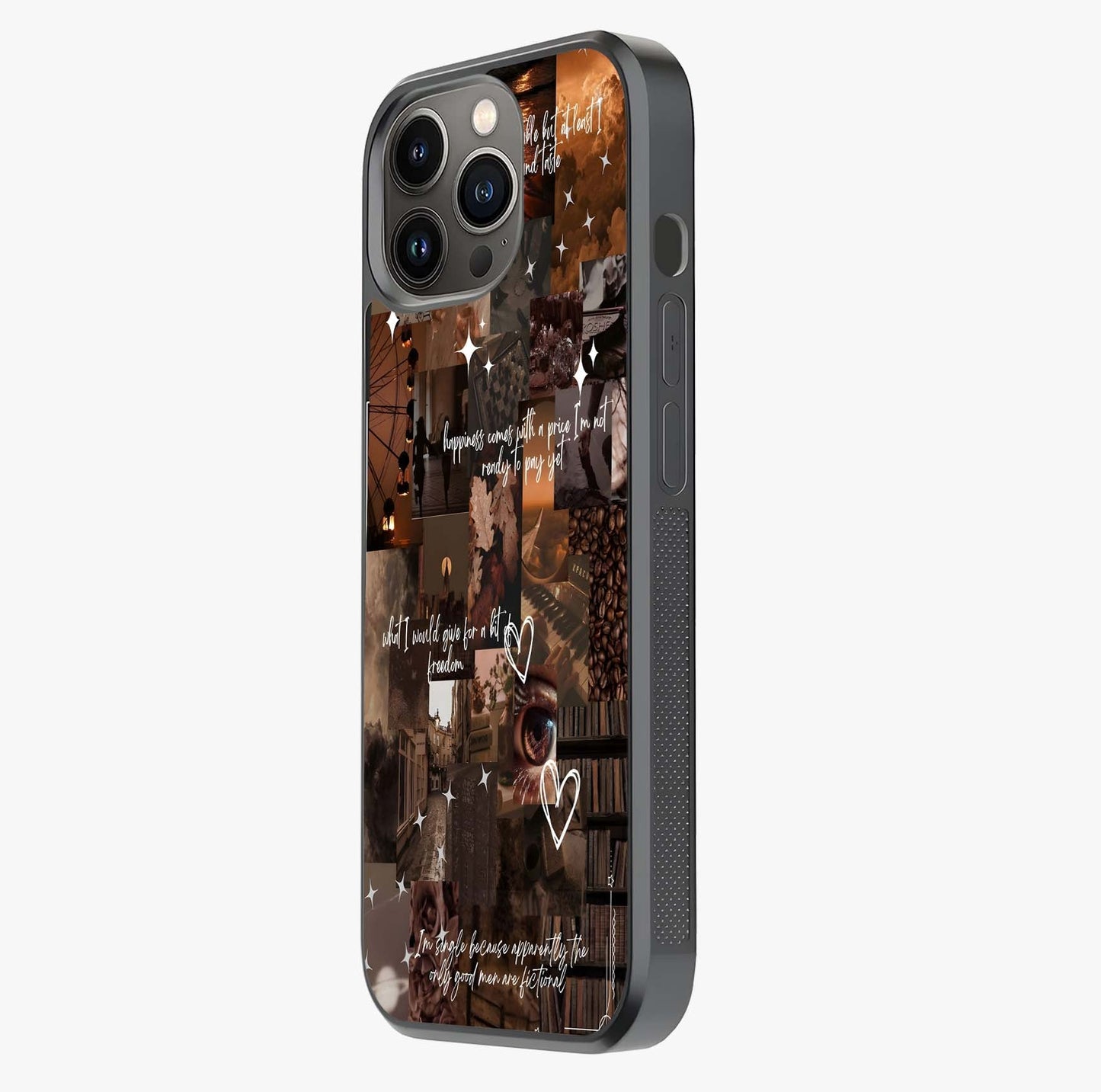 Bittersweet Aesthetic Chaos Glass Case photographed in natural light showing reflective finish and design depth.