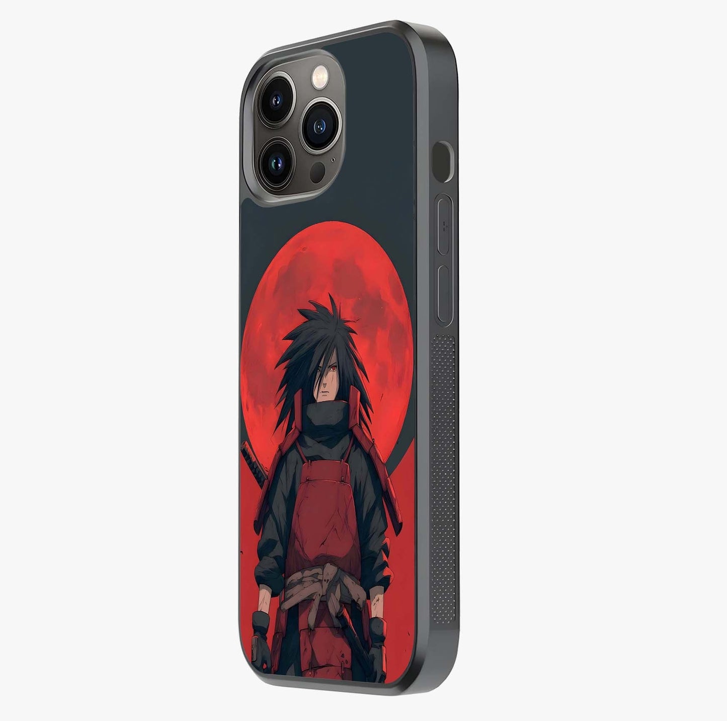 Crimson Moon Warlord Glass Case photographed in natural light showing reflective finish and design depth.