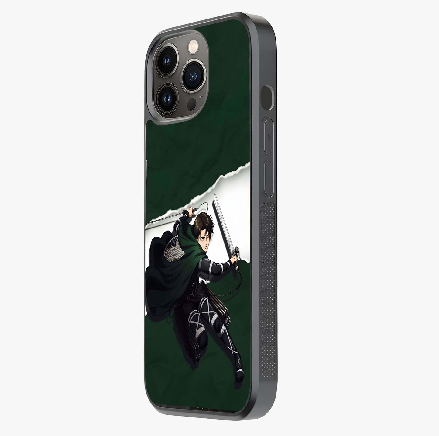 Emerald War Vanguard Glass Case photographed in natural light showing reflective finish and design depth.