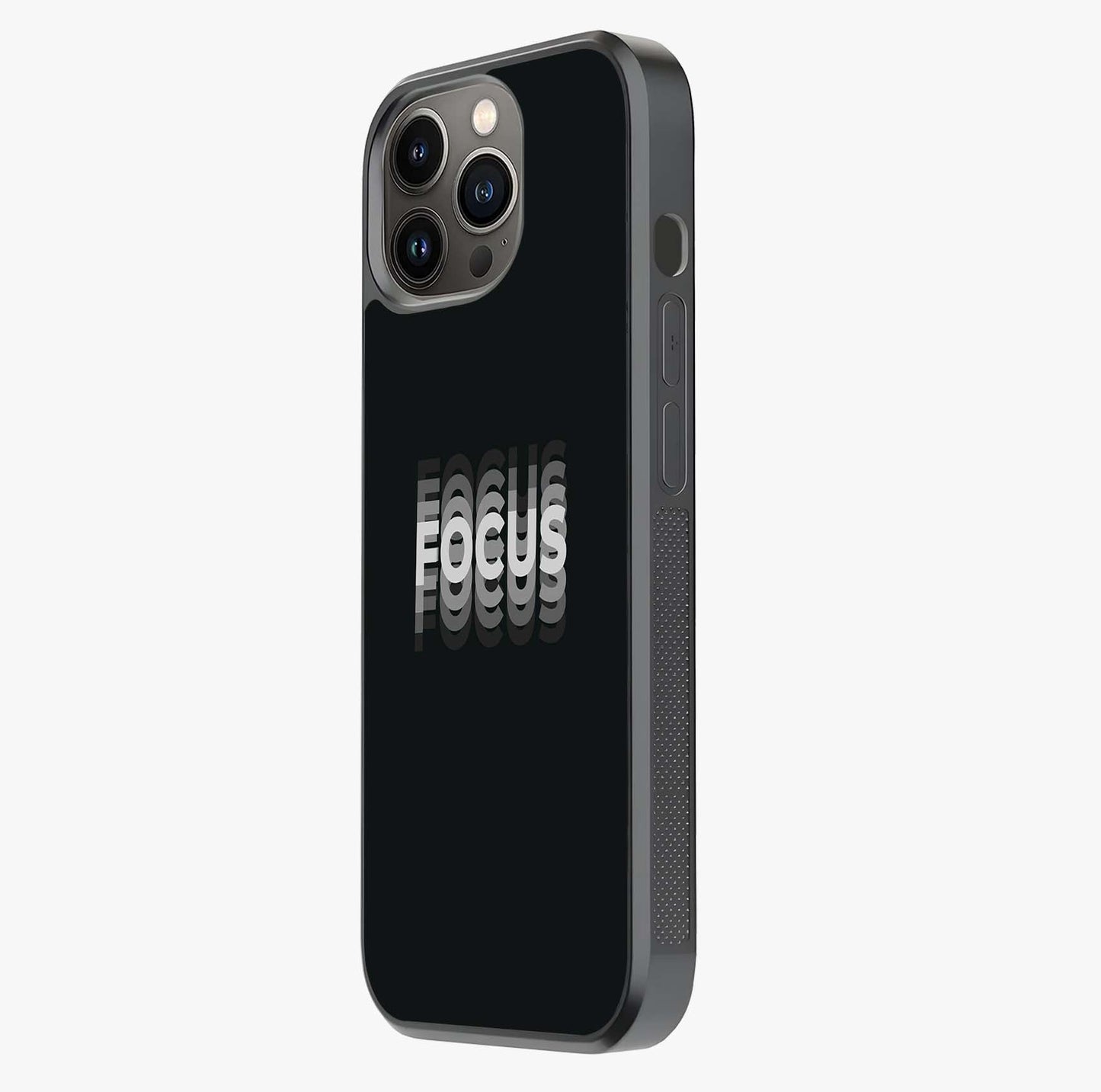 Focus Mode On Glass Case photographed in natural light showing reflective finish and design depth.