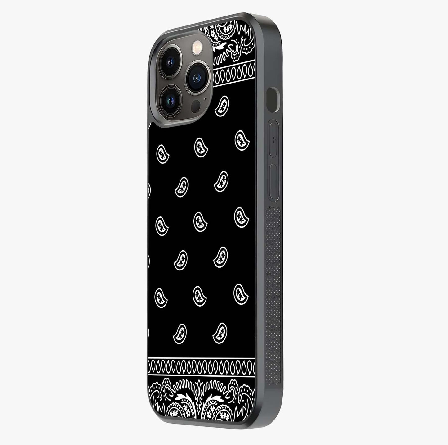Retro Rebel Threads Glass Case photographed in natural light showing reflective finish and design depth.