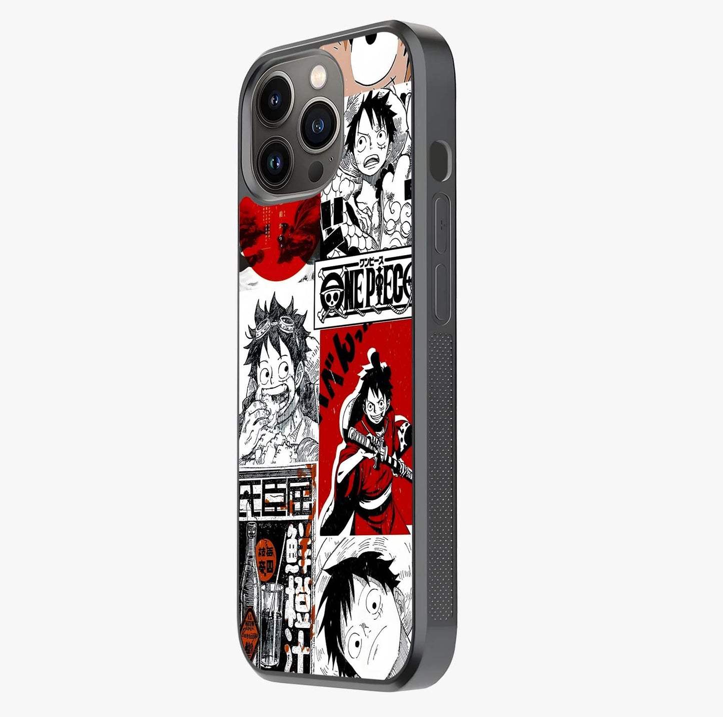 Strawhat Chaos Panels Glass Case photographed in natural light showing reflective finish and design depth.