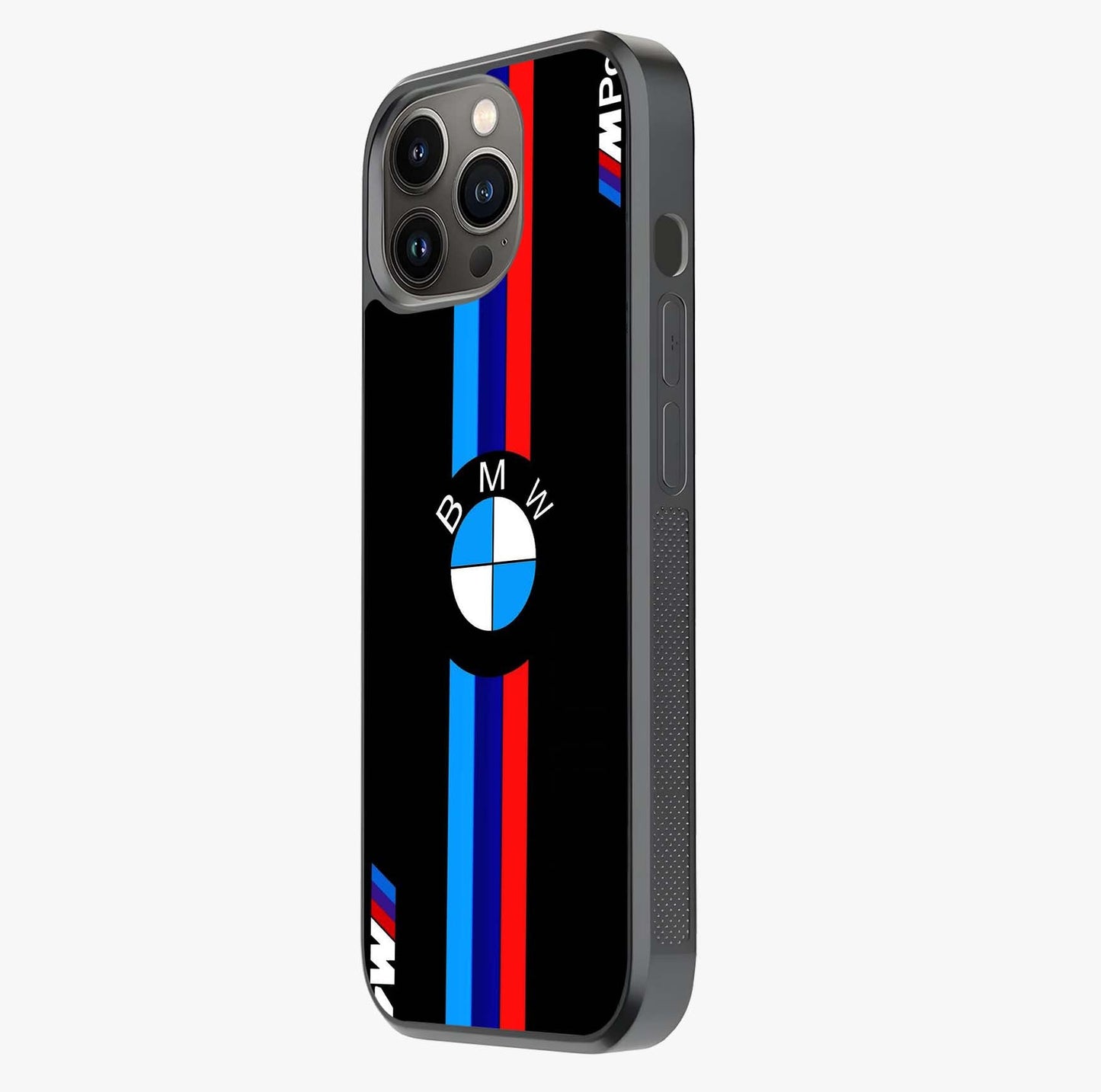 Turbo Bmw Beast Glass Case photographed in natural light showing reflective finish and design depth.