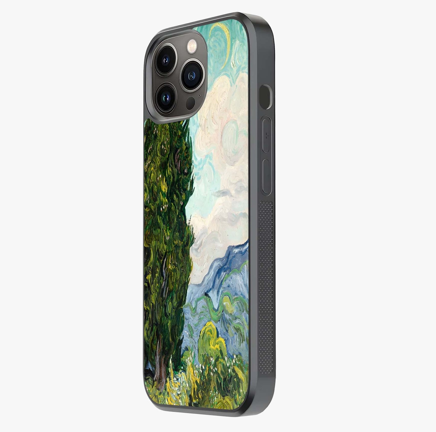 Van Gogh Vintage Art Glass Case photographed in natural light showing reflective finish and design depth.