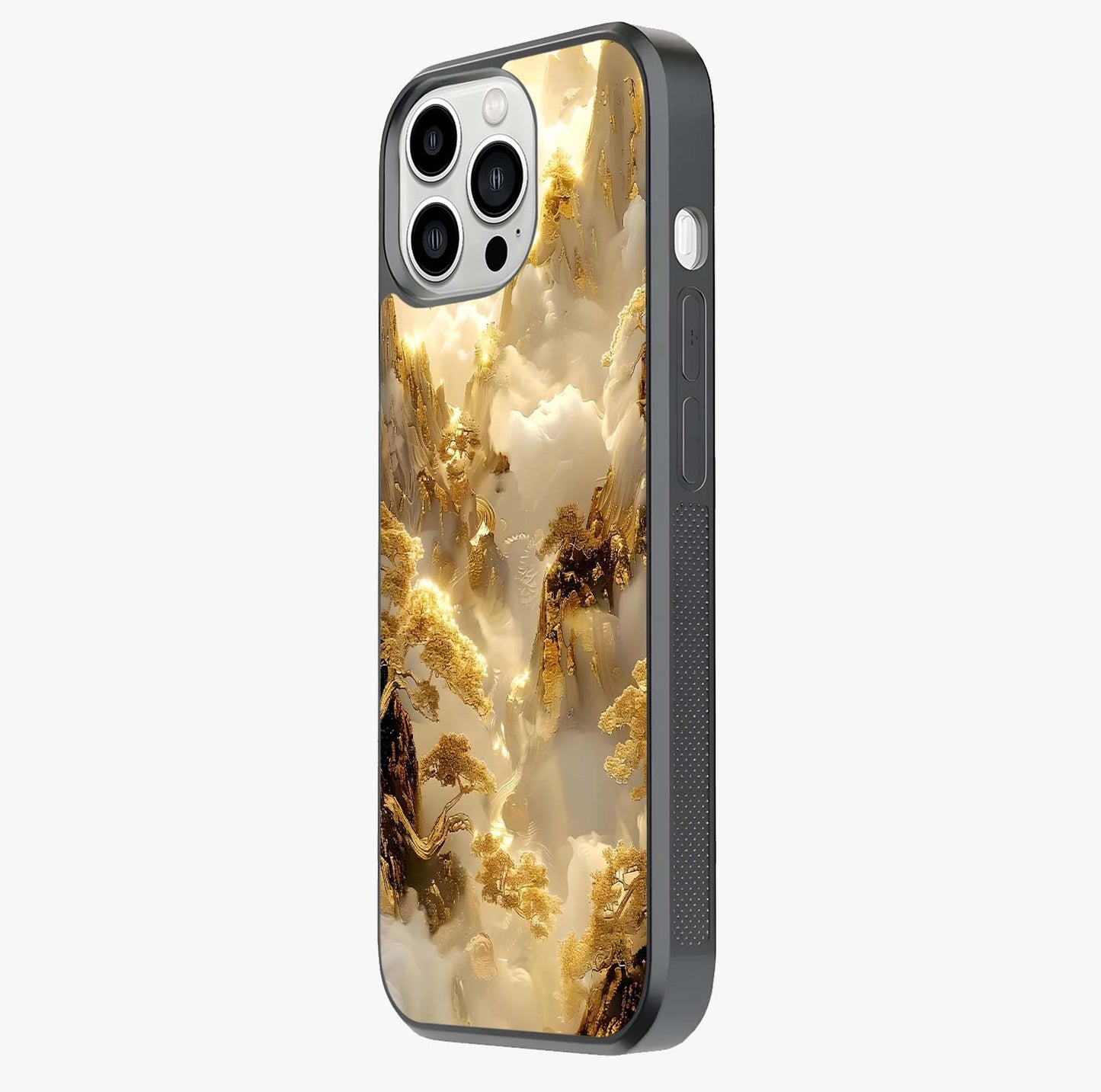 Gates Of Illumination Glass Case photographed in natural light showing reflective finish and design depth.