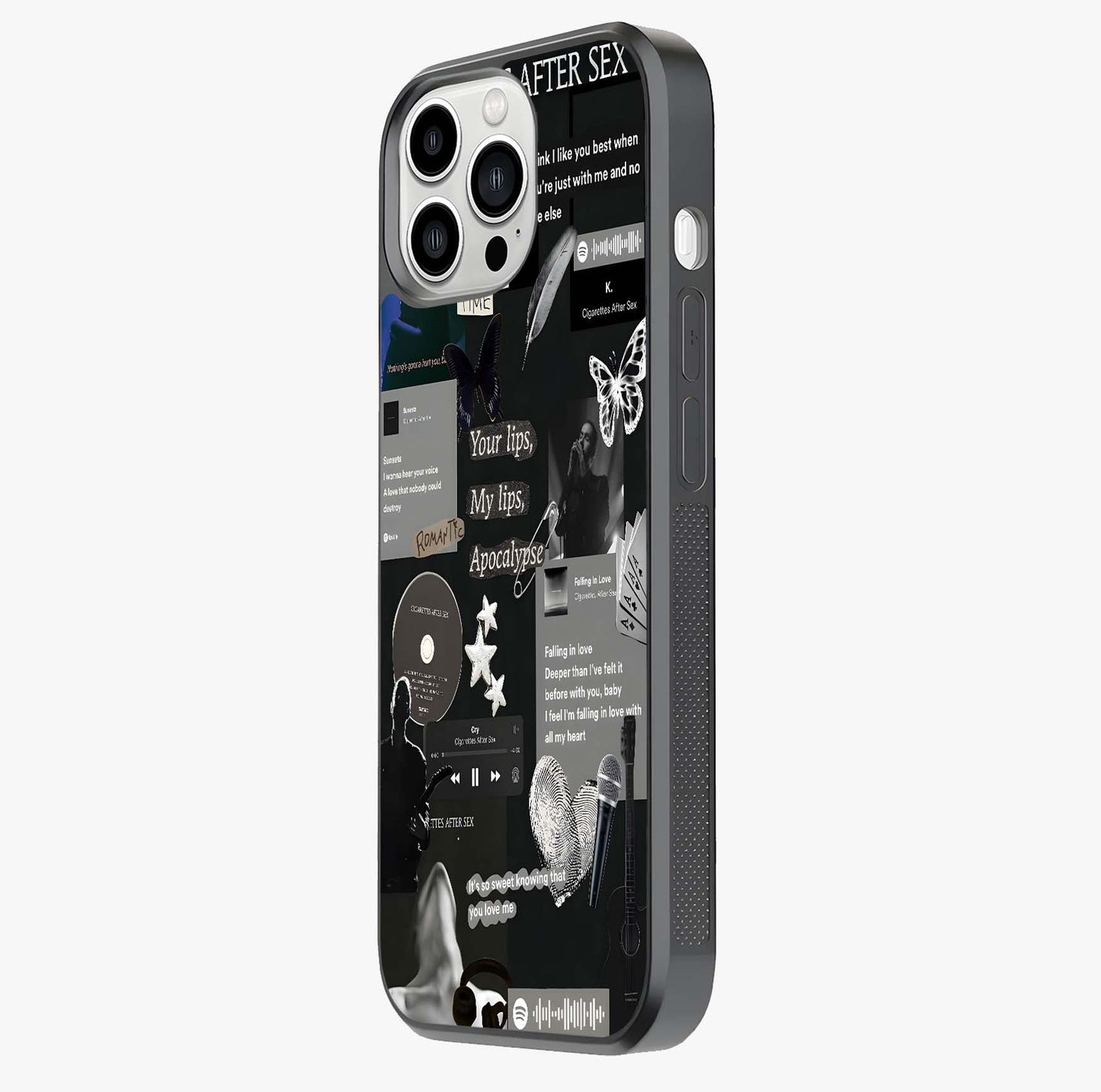 Midnight Love Echo Glass Case photographed in natural light showing reflective finish and design depth.