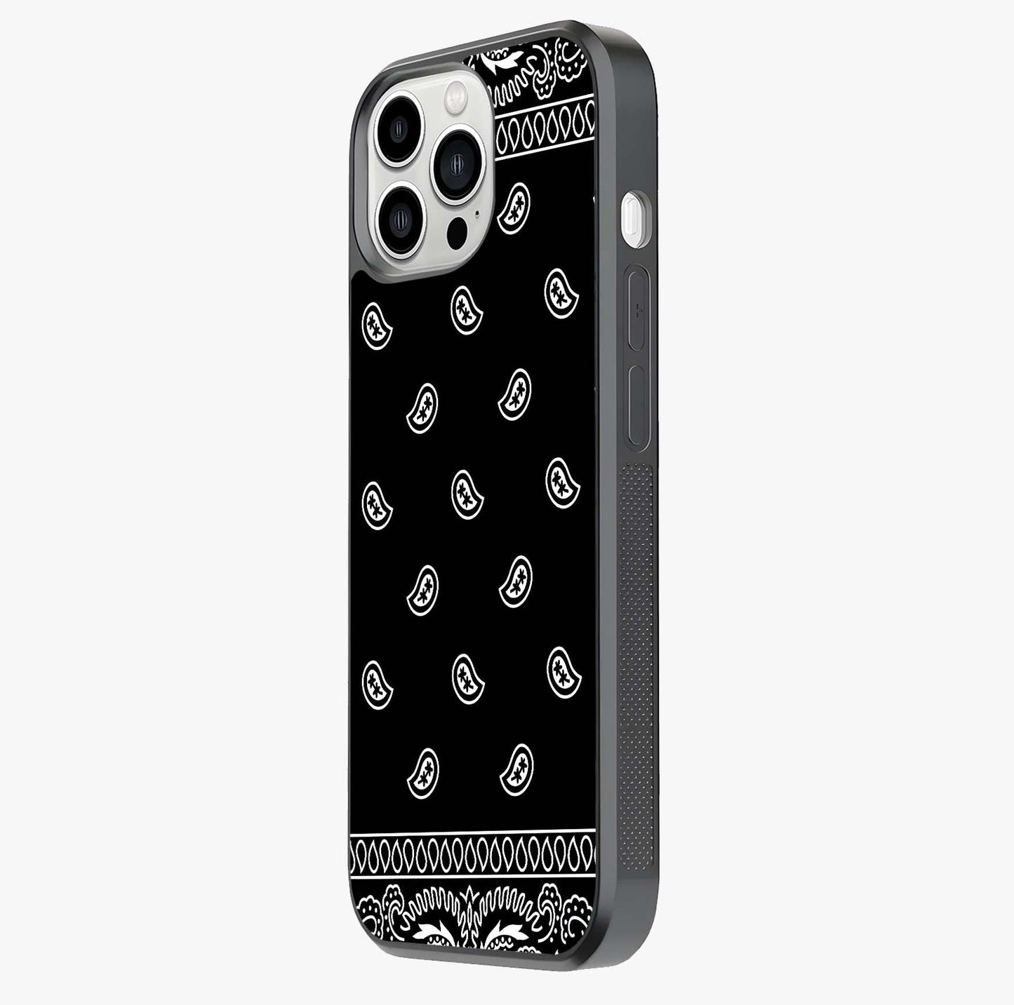 Retro Rebel Threads Glass Case photographed in natural light showing reflective finish and design depth.