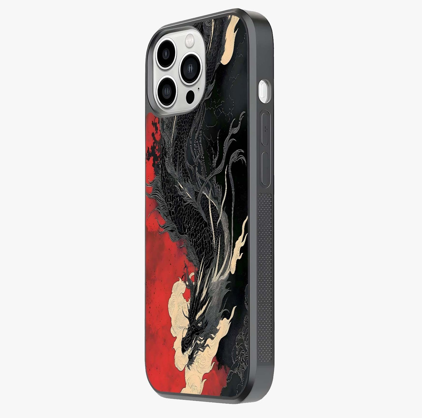 Shadow Dragon Fury Glass Case photographed in natural light showing reflective finish and design depth.