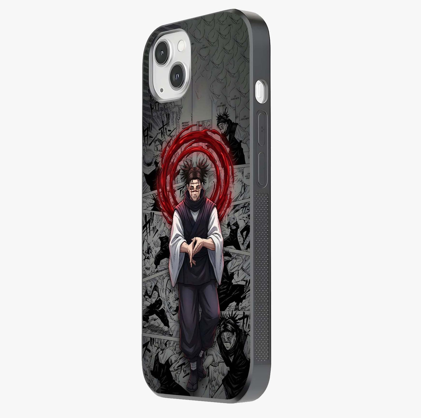 Cursed Ritual Ascension Glass Case photographed in natural light showing reflective finish and design depth.