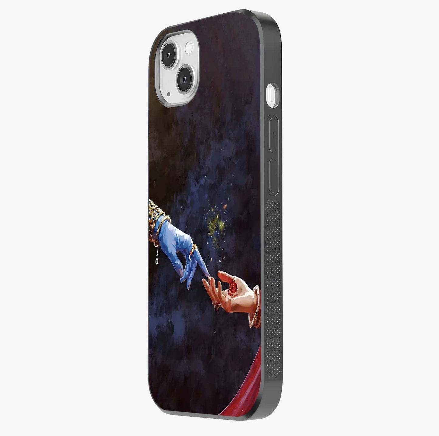 Divine Touch Eternal Glass Case photographed in natural light showing reflective finish and design depth.