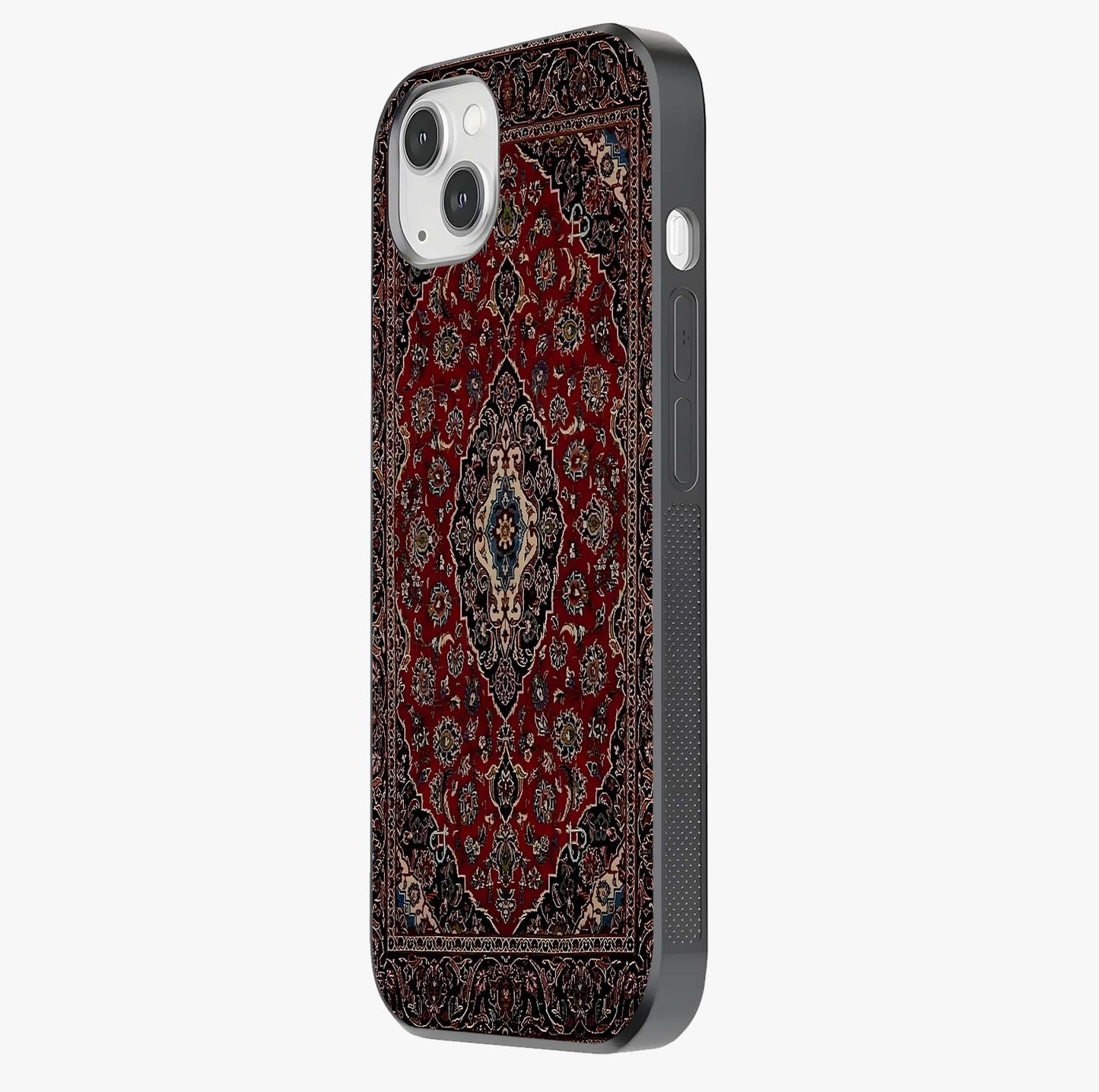 Heritage Carpet Royale Glass Case photographed in natural light showing reflective finish and design depth.