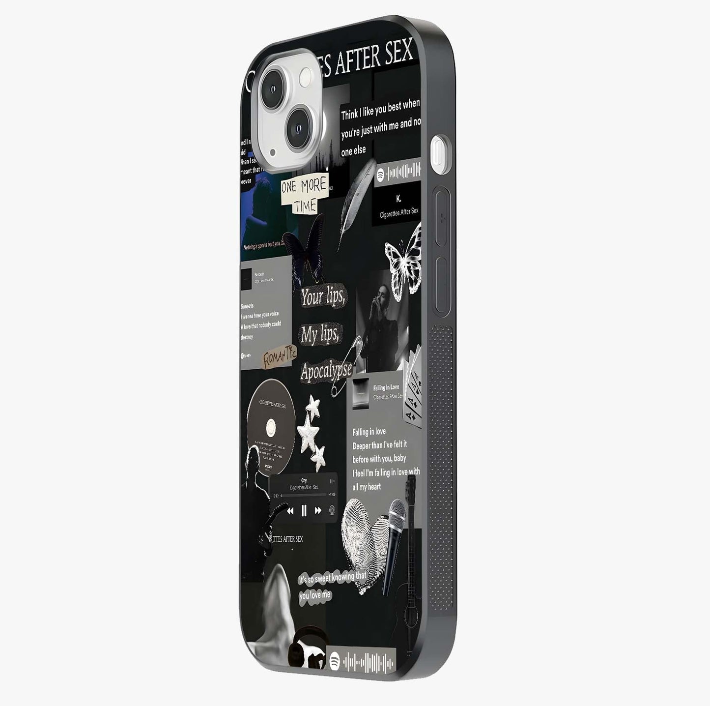 Midnight Love Echo Glass Case photographed in natural light showing reflective finish and design depth.