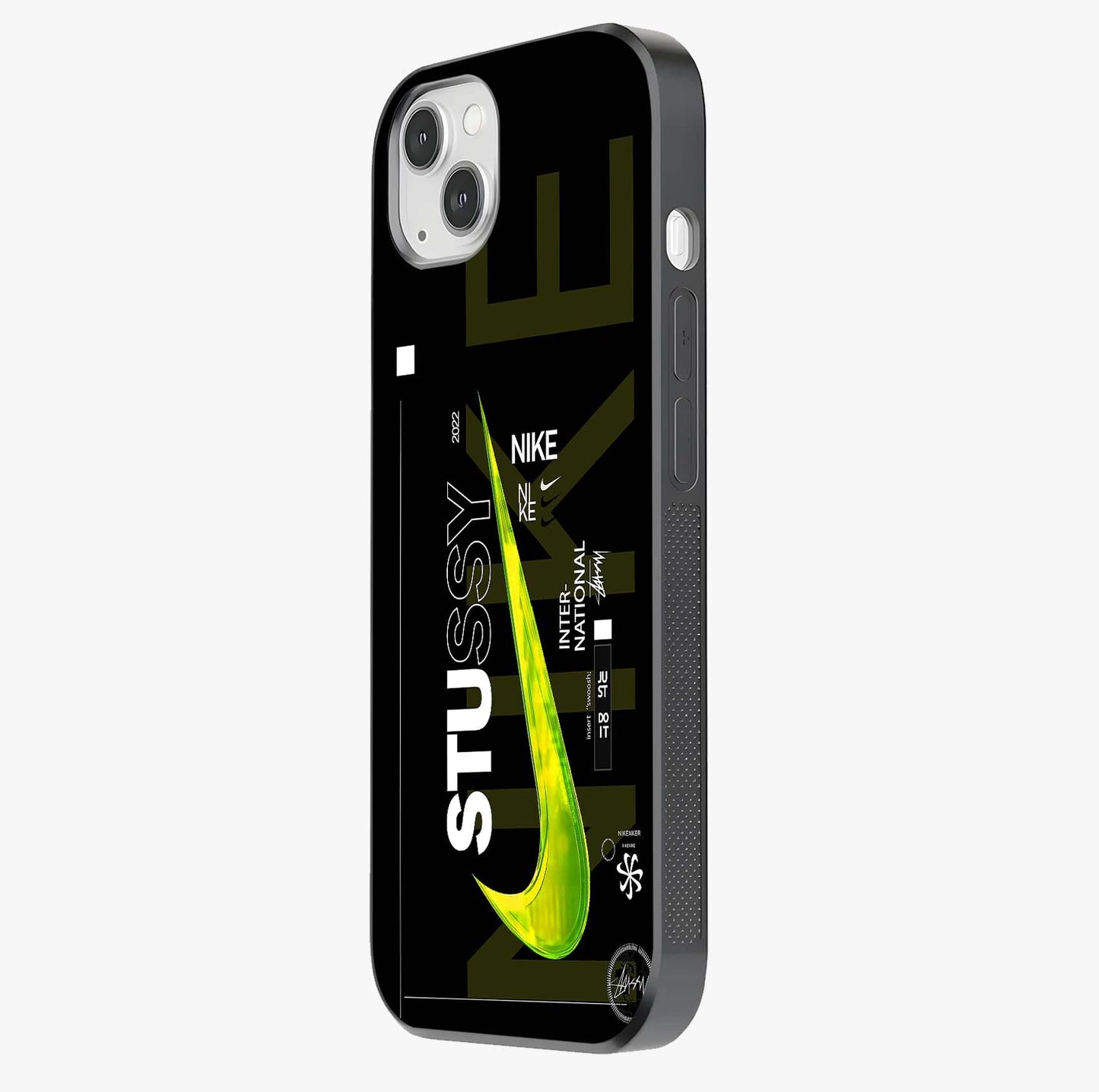 Neon Street Edition Glass Case photographed in natural light showing reflective finish and design depth.