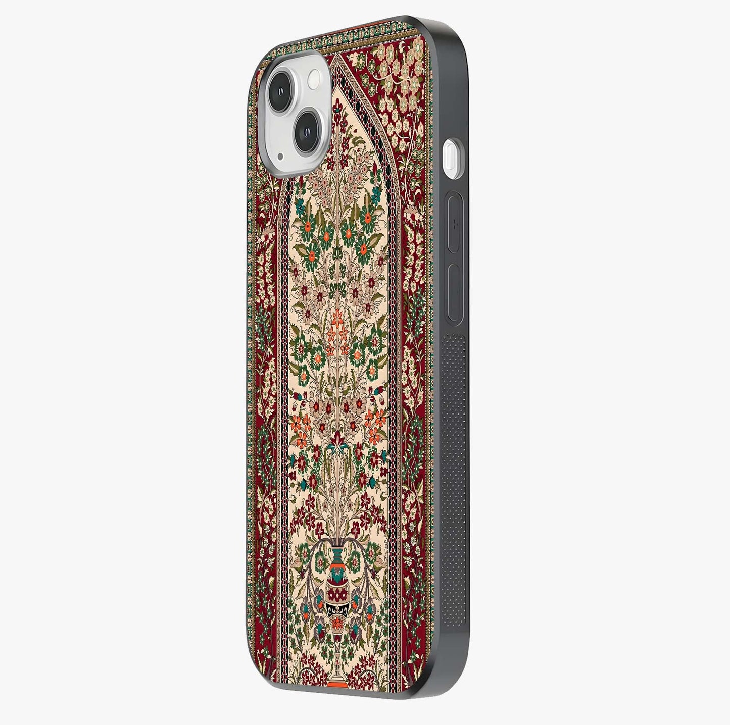 Persian Inspired Glass Case photographed in natural light showing reflective finish and design depth.