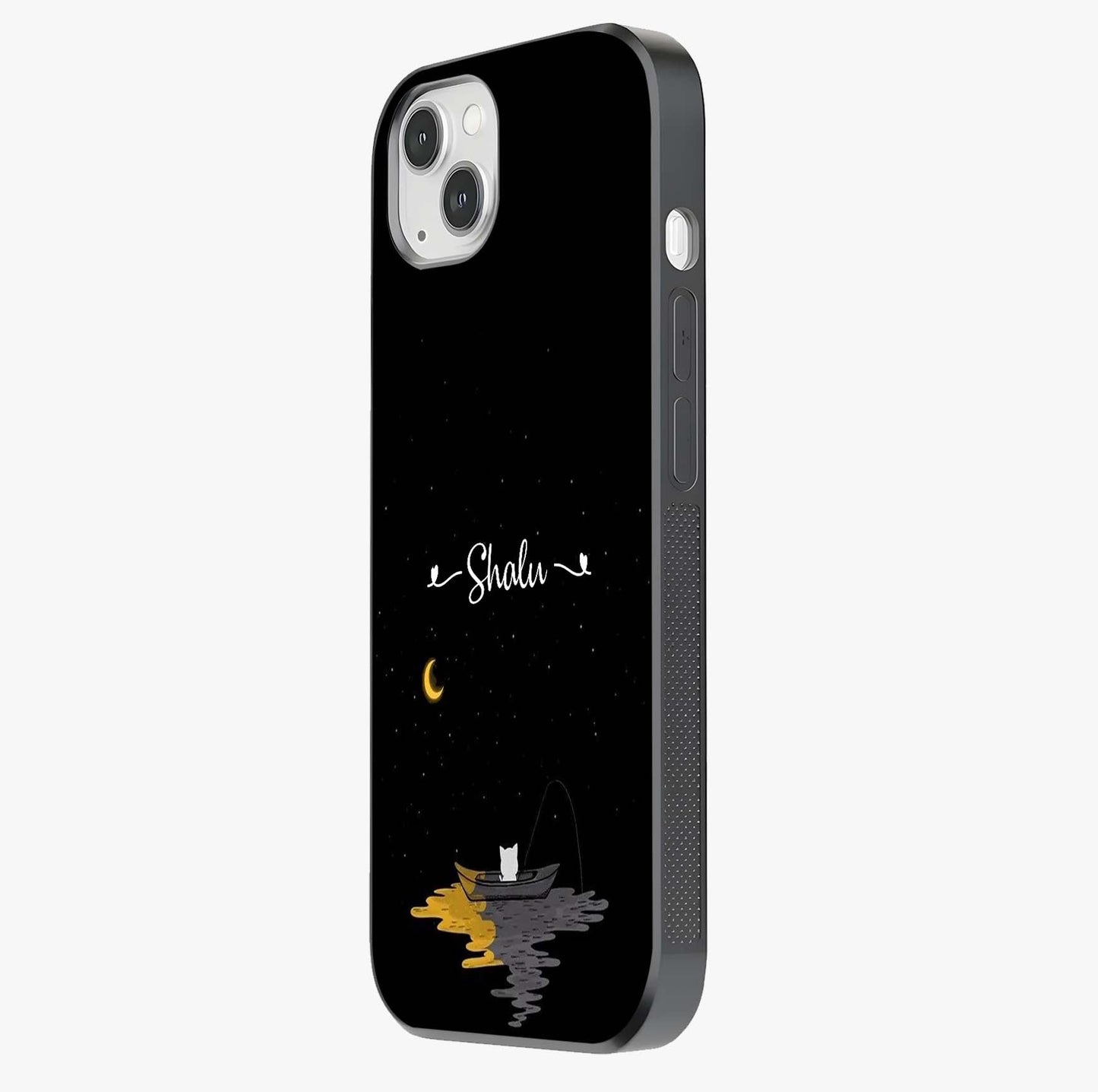 Silent Night Row Glass Case photographed in natural light showing reflective finish and design depth.