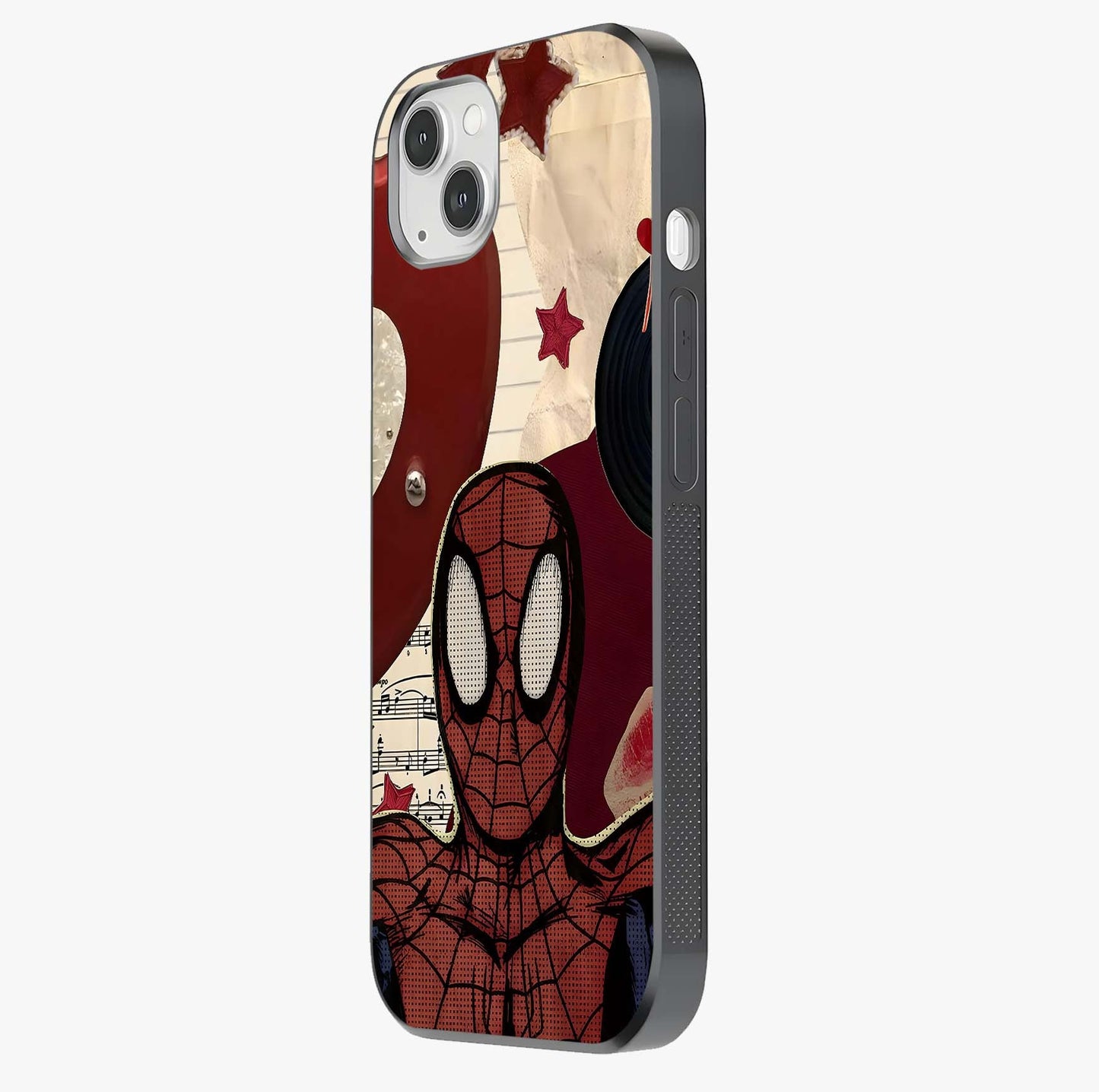 Web Warrior Vibes Glass Case photographed in natural light showing reflective finish and design depth.