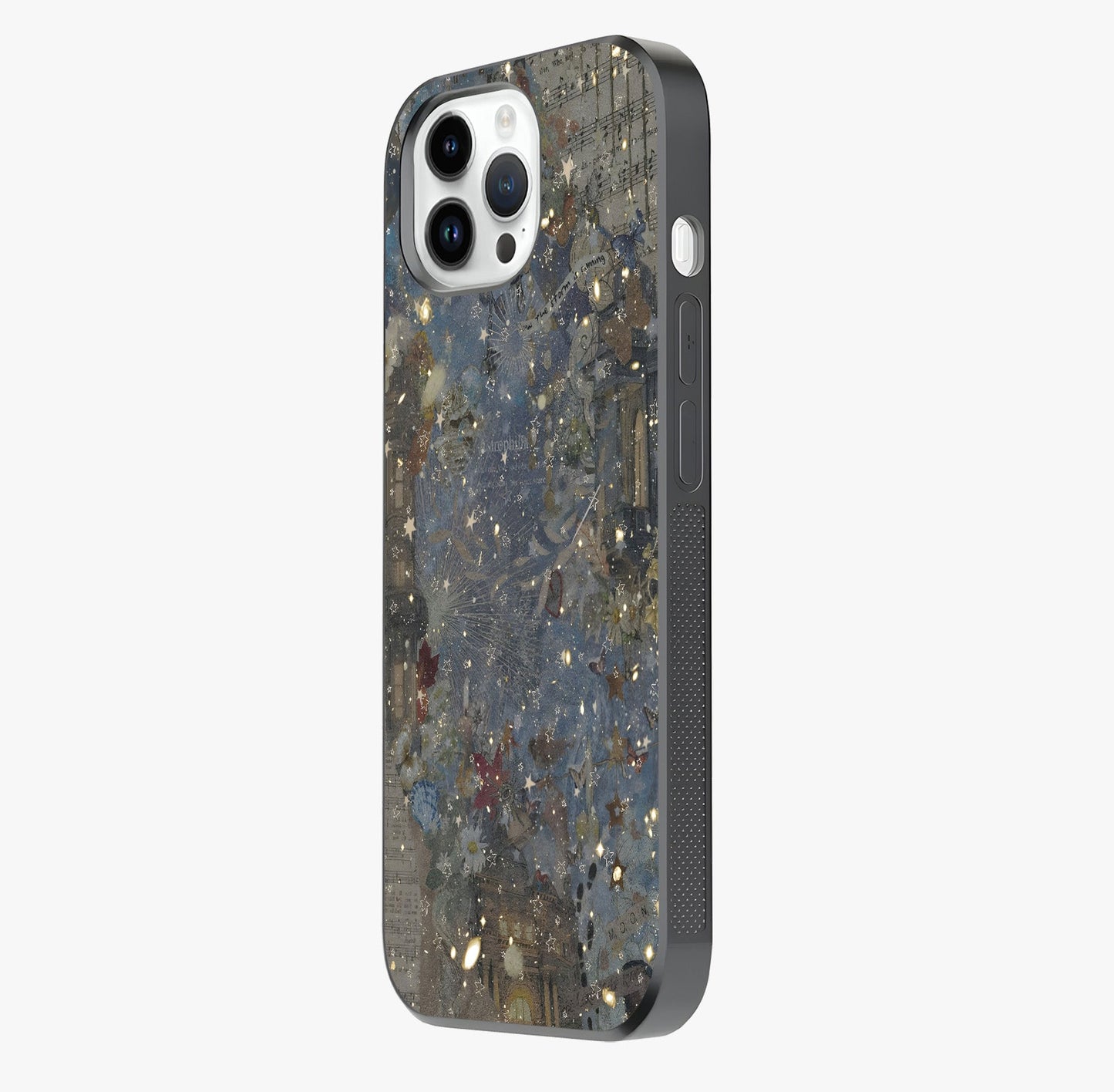 Aesthetic Astrolophia Glass Case photographed in natural light showing reflective finish and design depth.