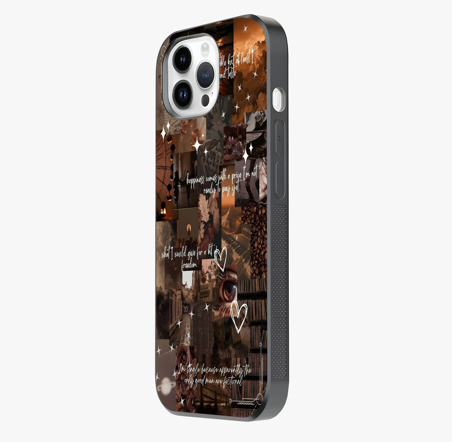 Bittersweet Aesthetic Chaos Glass Case photographed in natural light showing reflective finish and design depth.