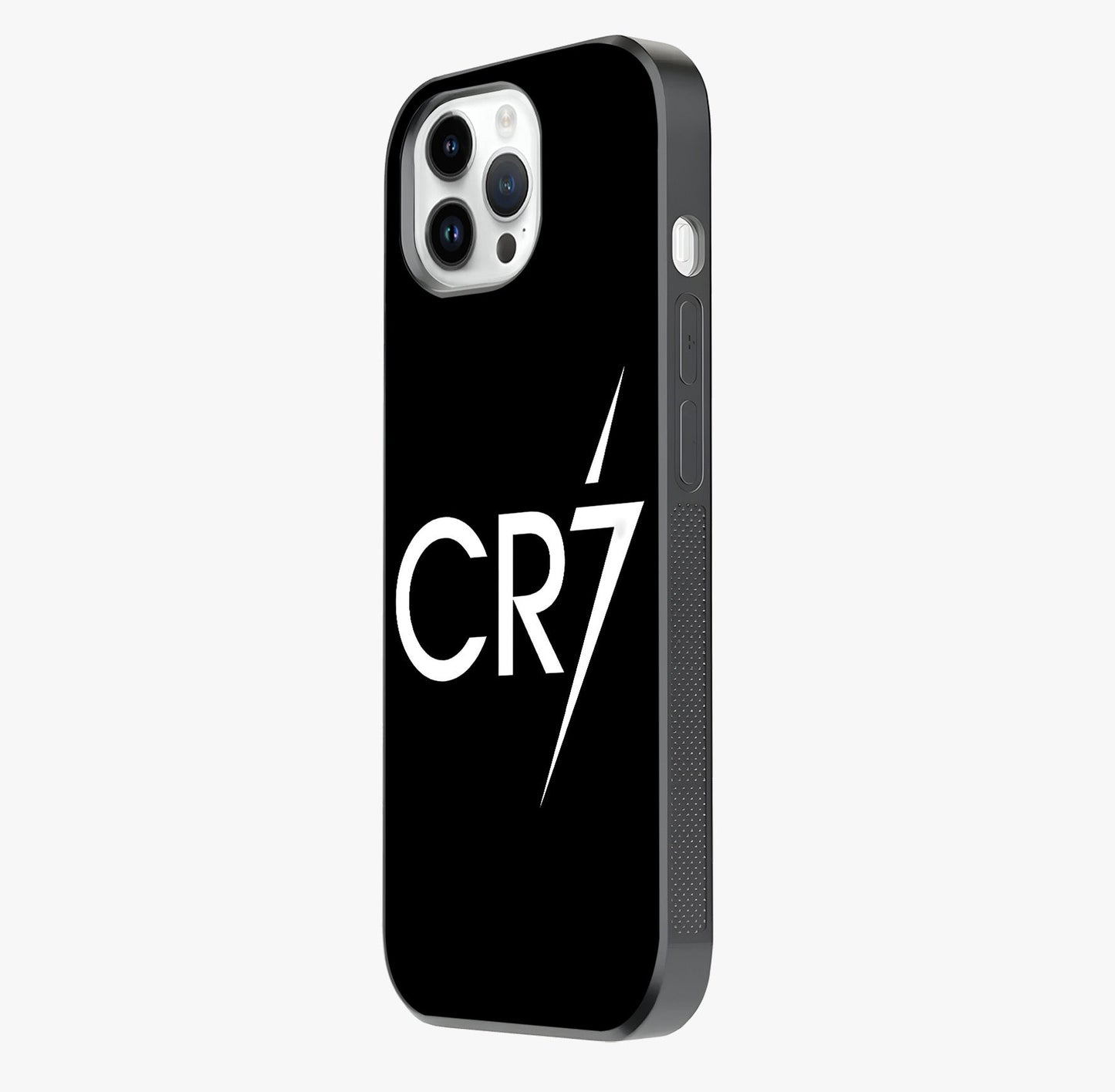 Cr7 Elite Strike Glass Case photographed in natural light showing reflective finish and design depth.