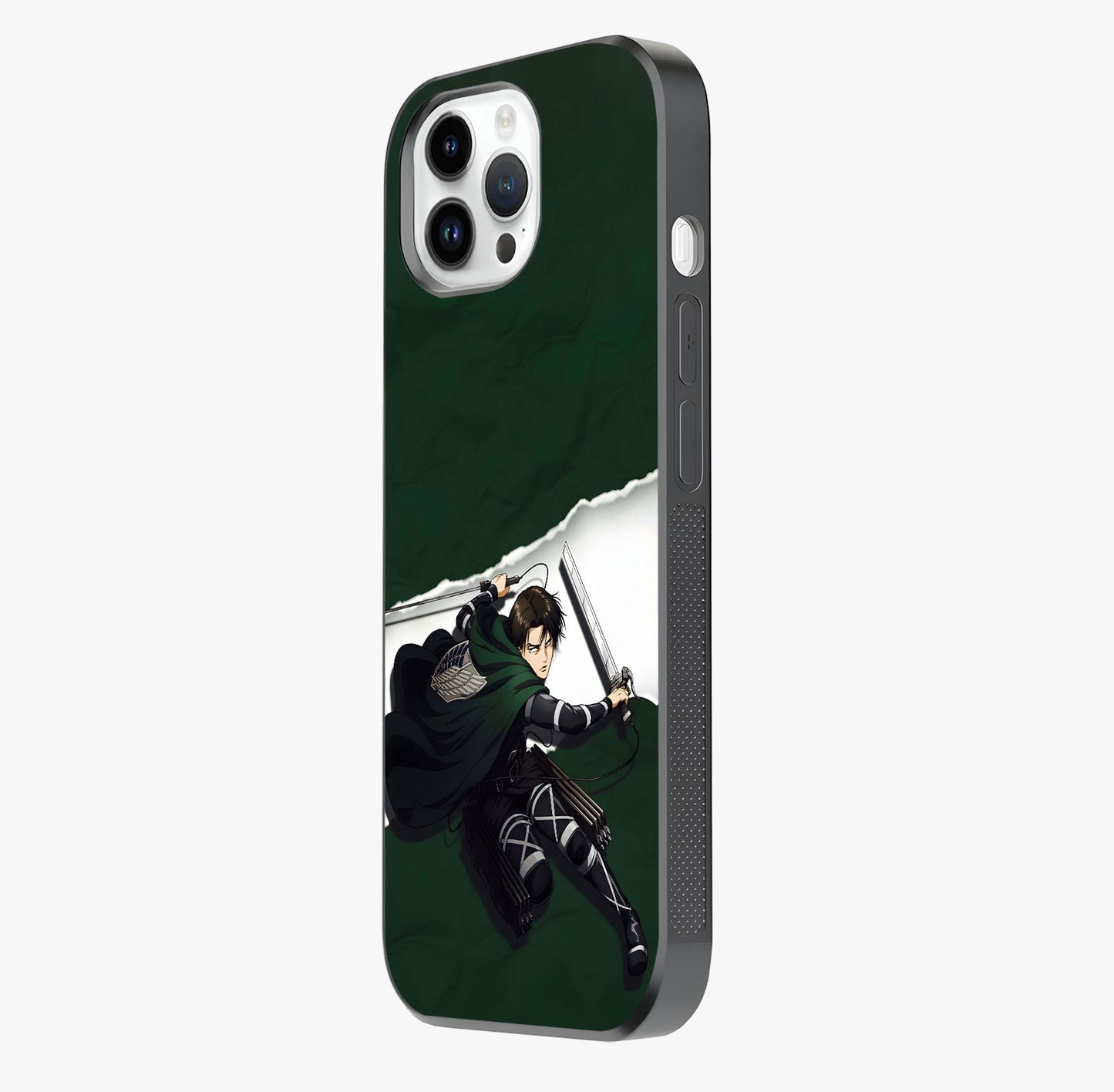 Emerald War Vanguard Glass Case photographed in natural light showing reflective finish and design depth.