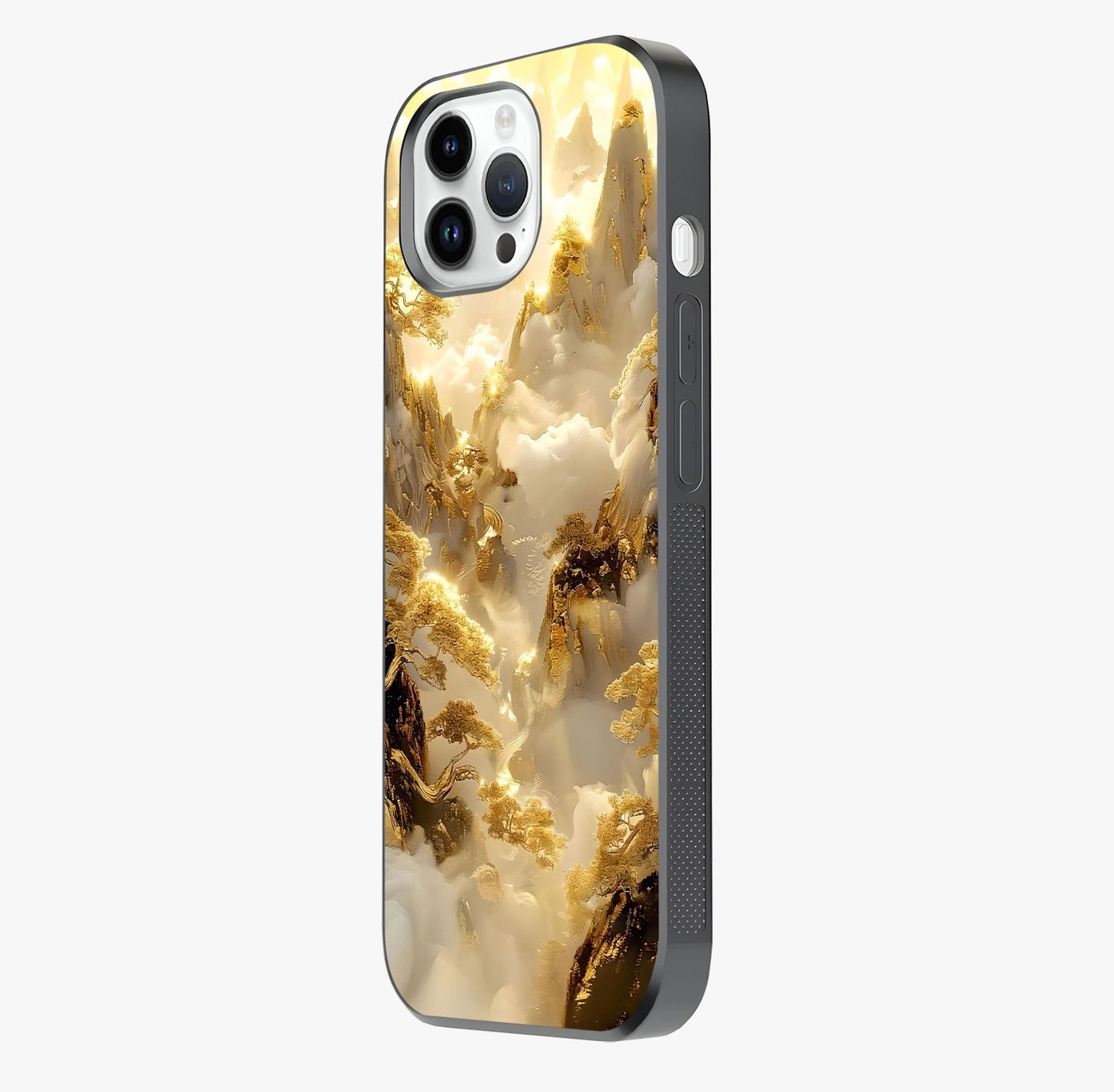 Gates Of Illumination Glass Case photographed in natural light showing reflective finish and design depth.