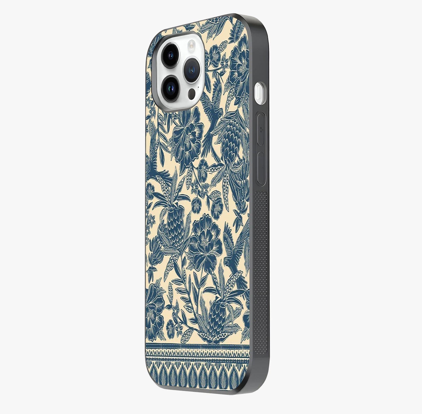 Heirloom Wild Bloom Glass Case photographed in natural light showing reflective finish and design depth.
