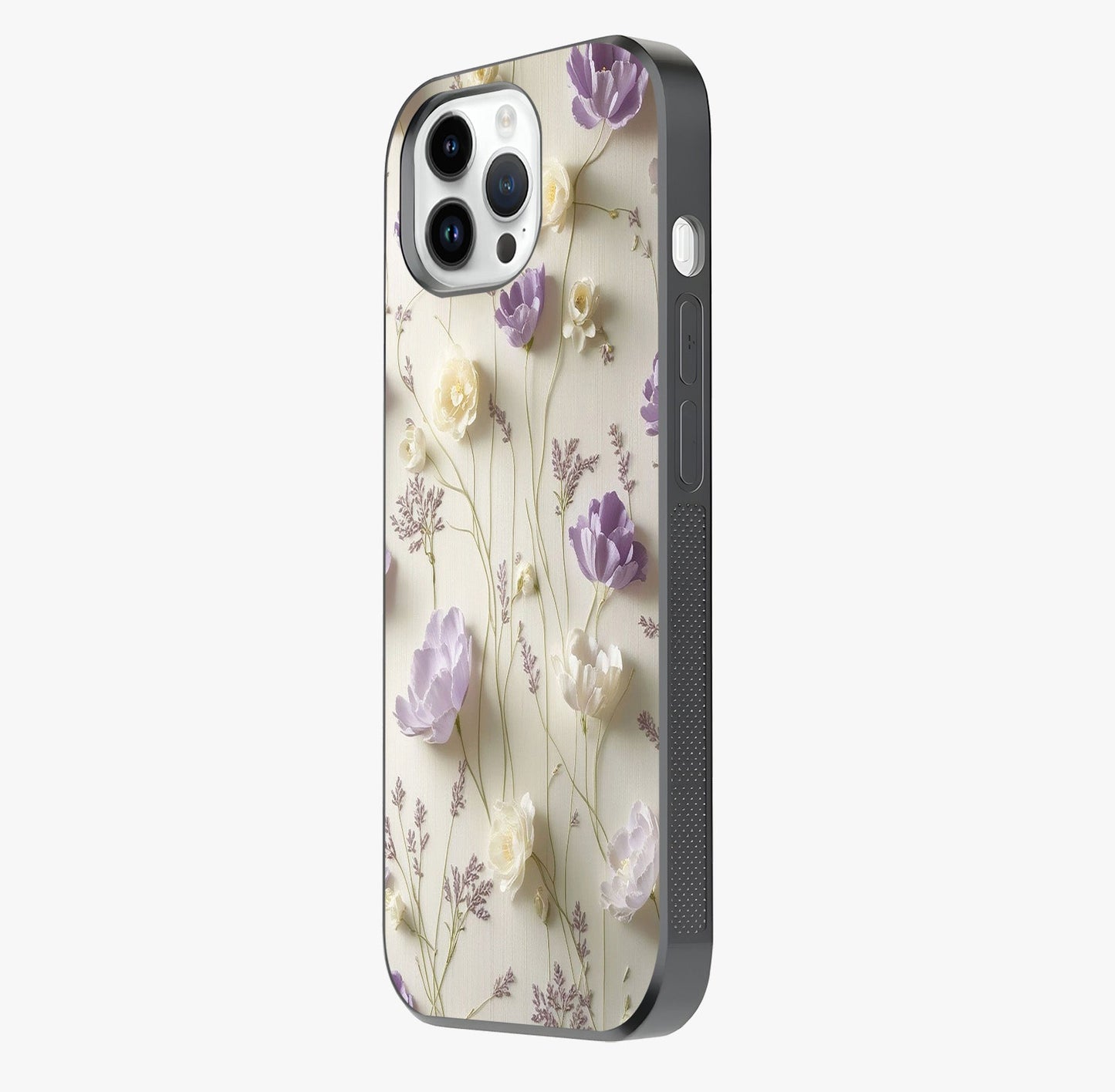 Lilac Breeze Harmony Glass Case photographed in natural light showing reflective finish and design depth.
