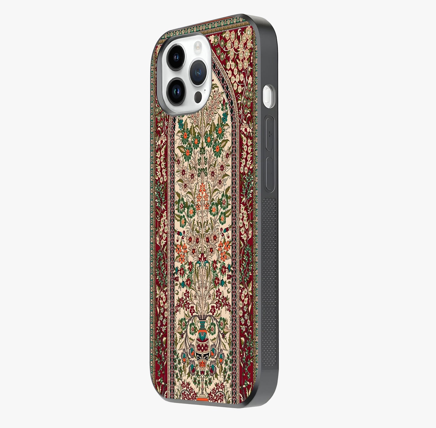 Persian Inspired Glass Case photographed in natural light showing reflective finish and design depth.