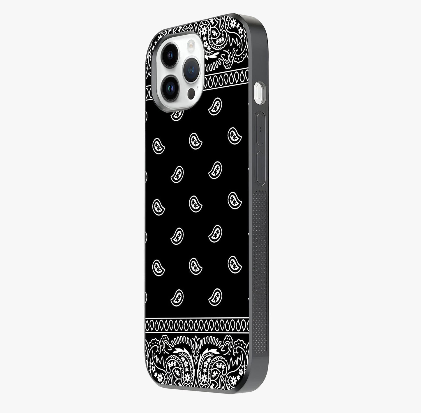 Retro Rebel Threads Glass Case photographed in natural light showing reflective finish and design depth.