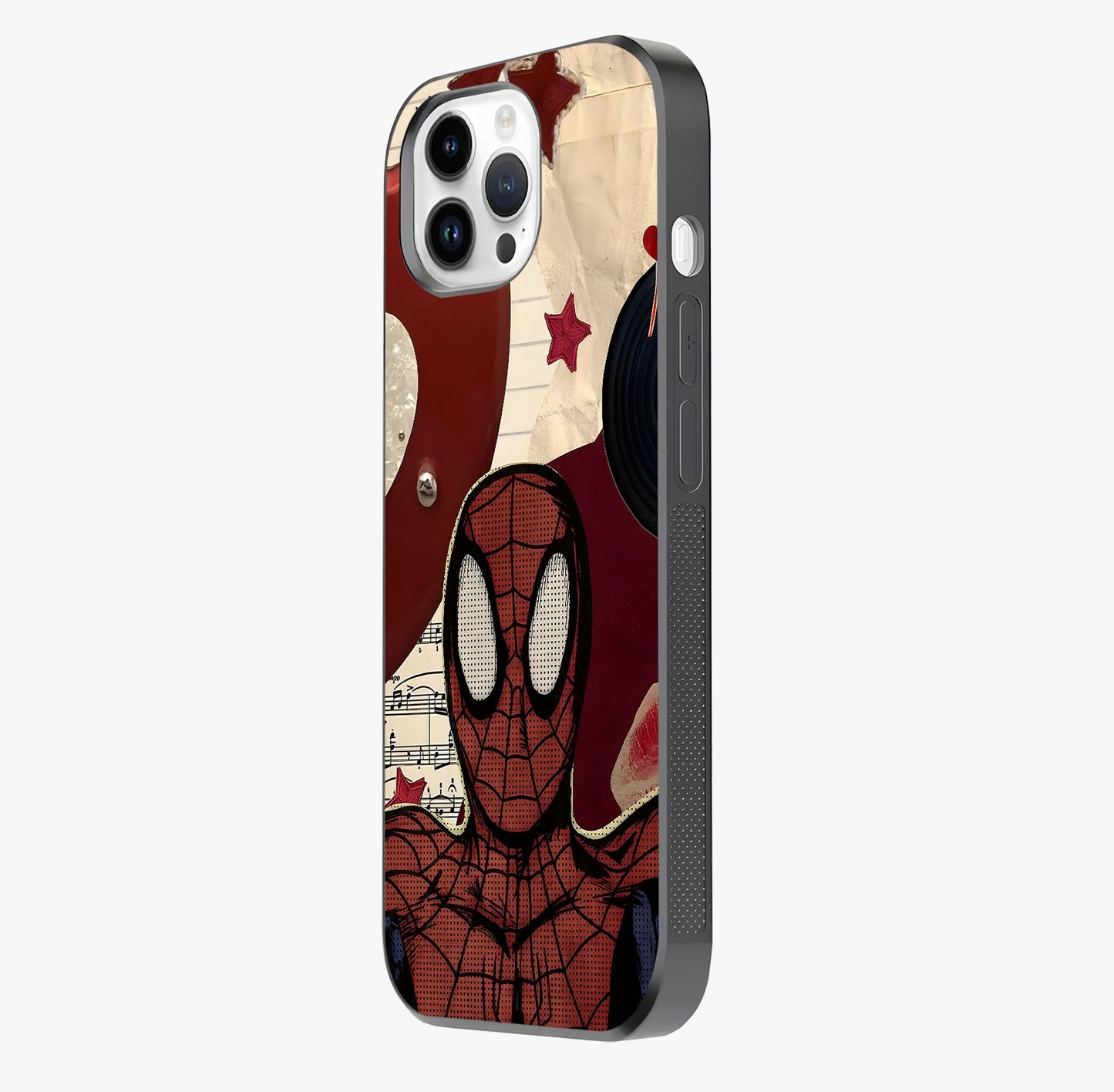 Web Warrior Vibes Glass Case photographed in natural light showing reflective finish and design depth.
