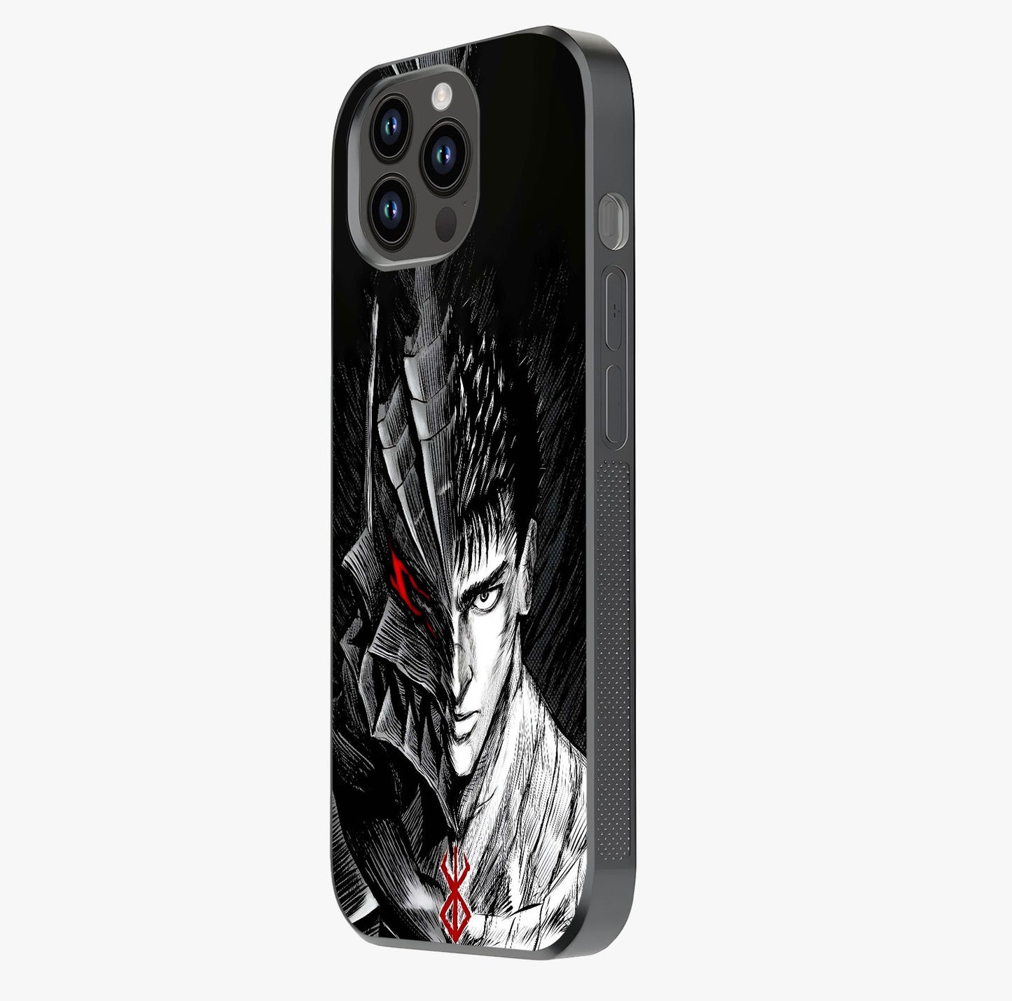 Berserker Blood Oath Glass Case photographed in natural light showing reflective finish and design depth.