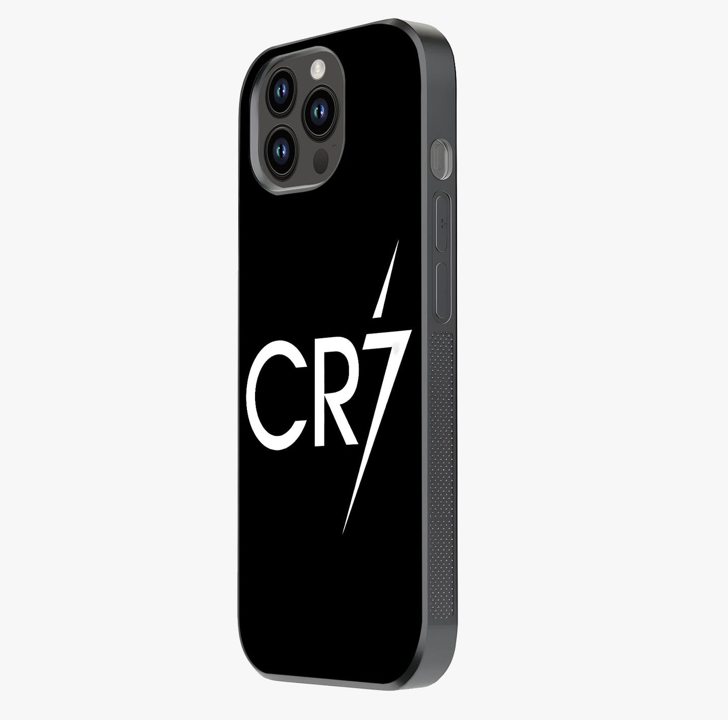 Cr7 Elite Strike Glass Case photographed in natural light showing reflective finish and design depth.