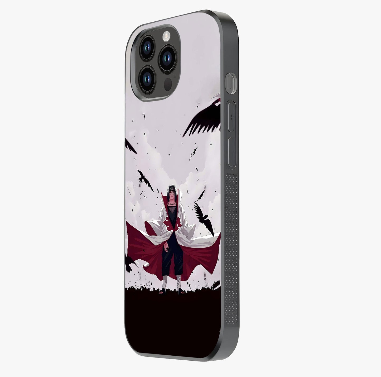 Crimson Crow Ascension Glass Case photographed in natural light showing reflective finish and design depth.