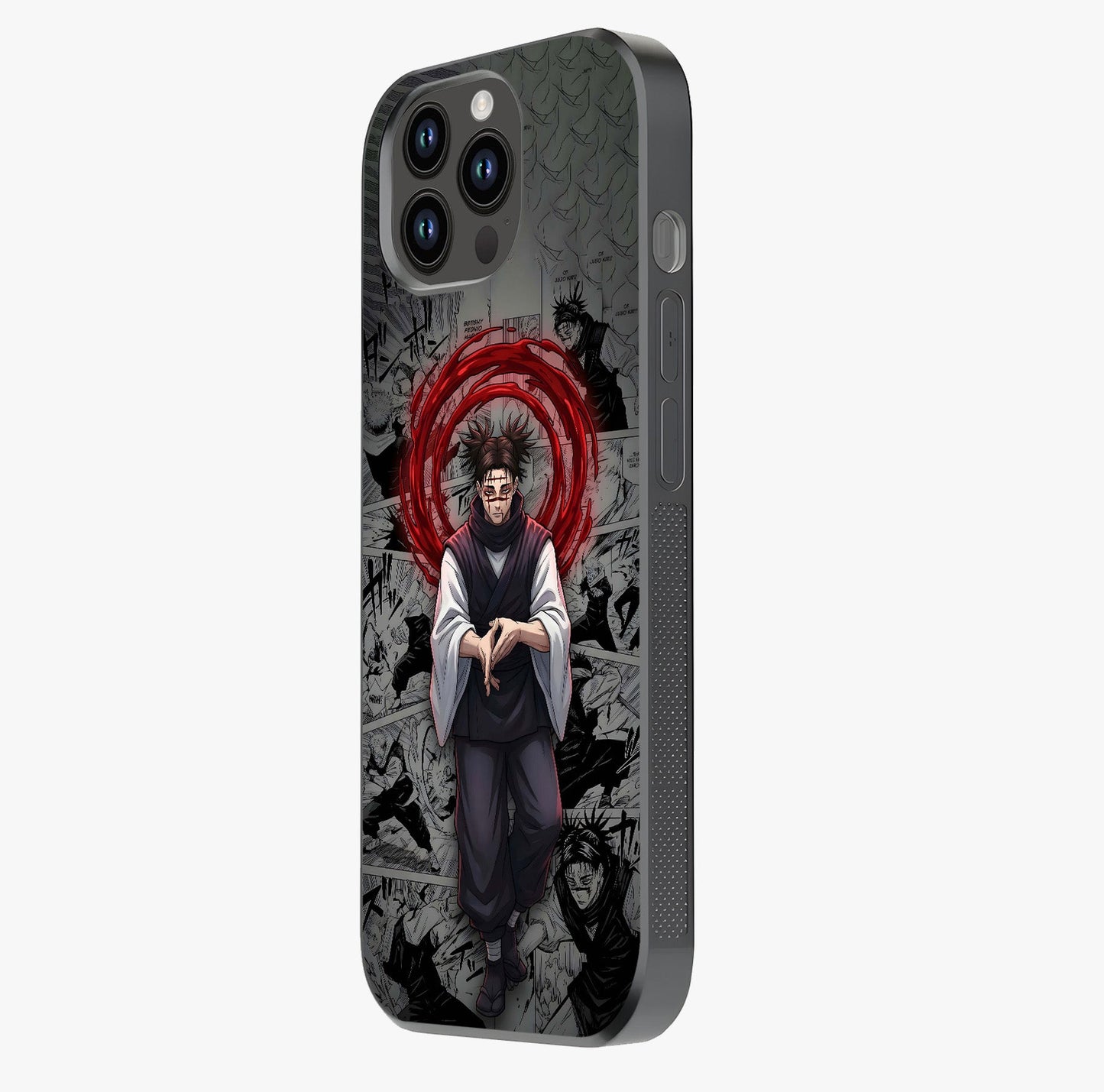 Cursed Ritual Ascension Glass Case photographed in natural light showing reflective finish and design depth.