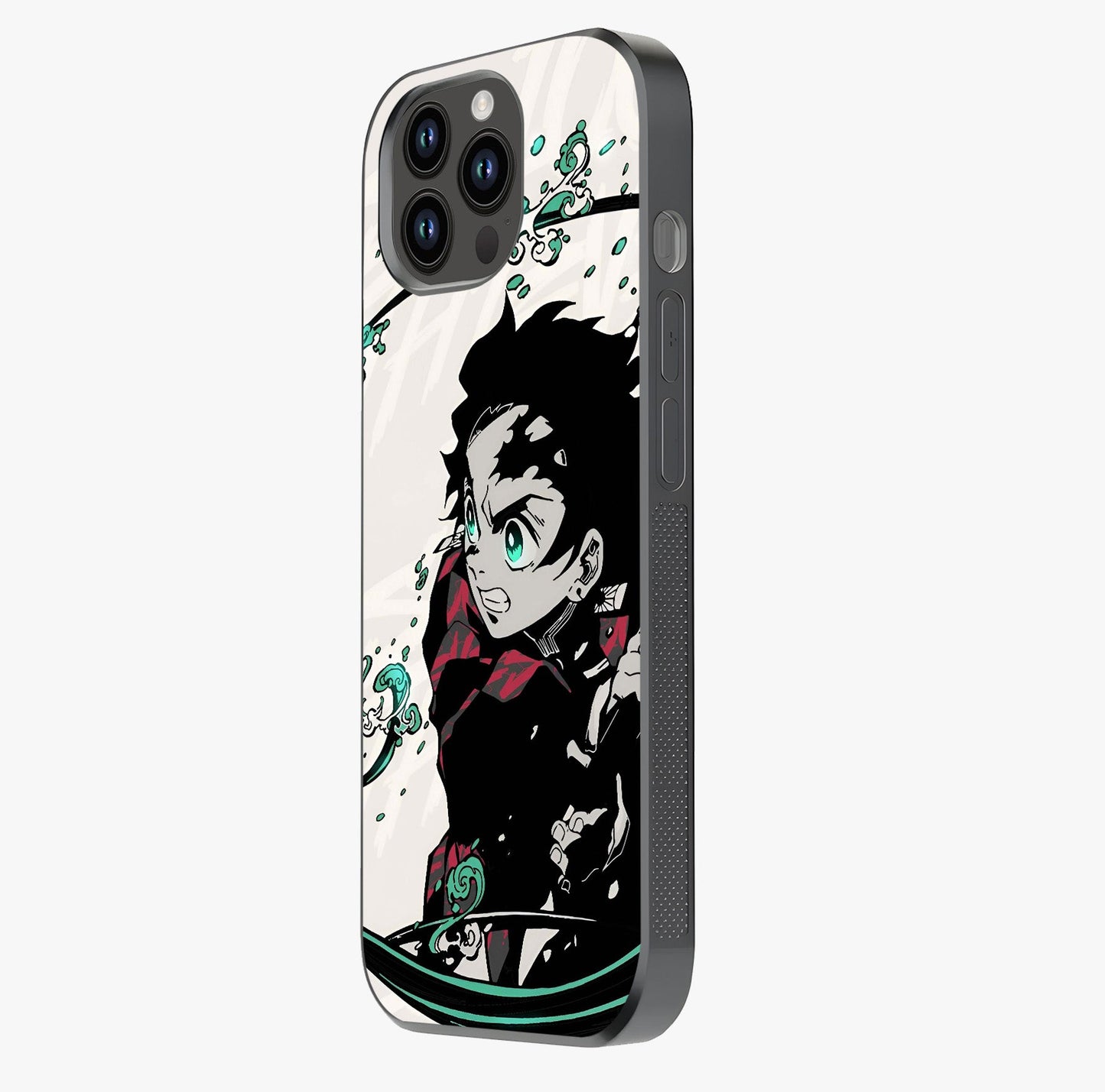 Demon Slayer Glass Case photographed in natural light showing reflective finish and design depth.