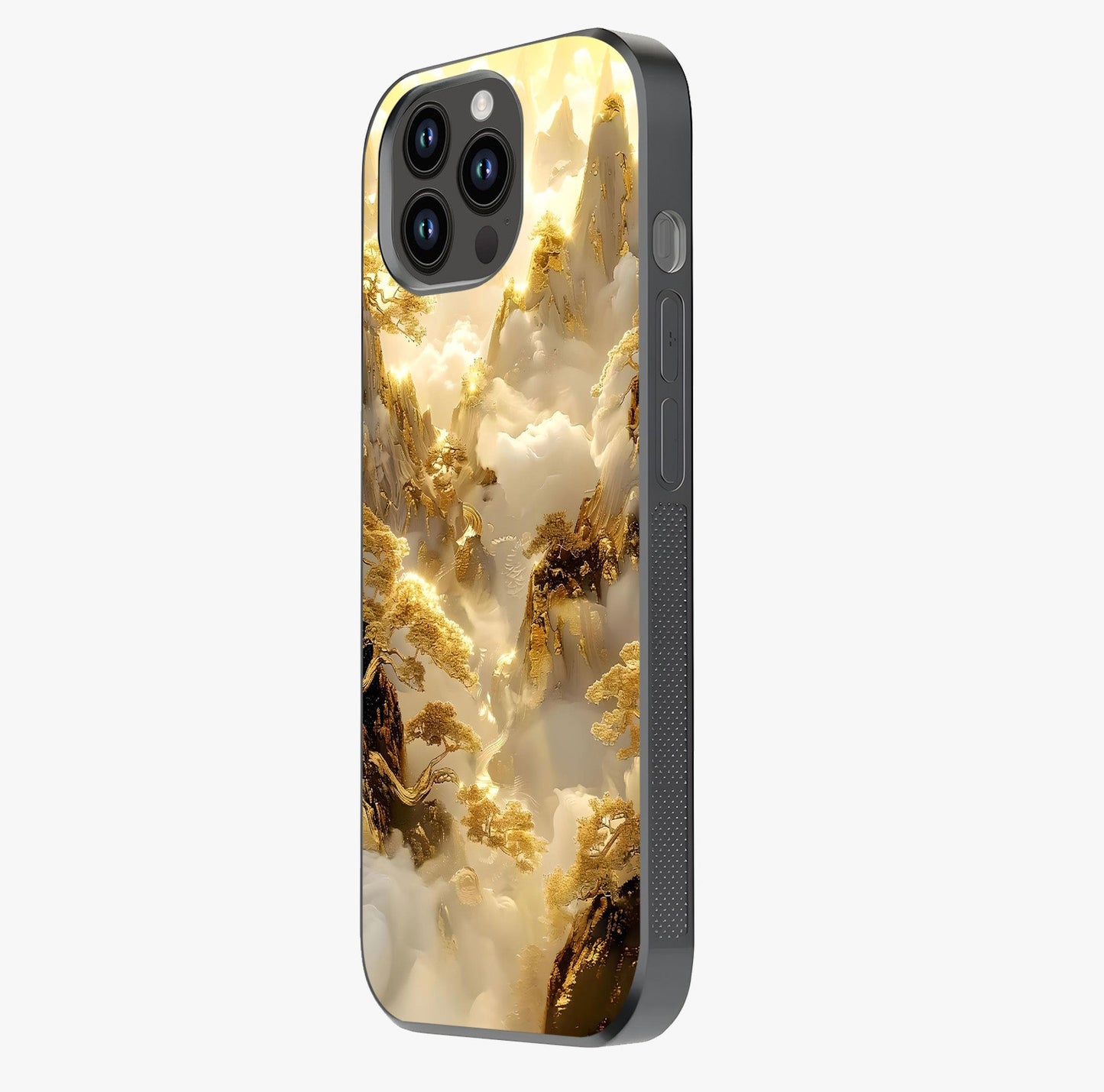 Gates Of Illumination Glass Case photographed in natural light showing reflective finish and design depth.