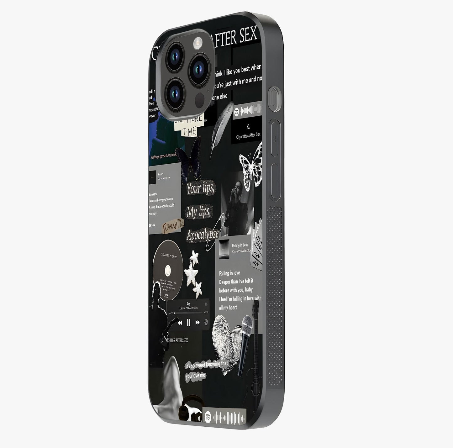 Midnight Love Echo Glass Case photographed in natural light showing reflective finish and design depth.