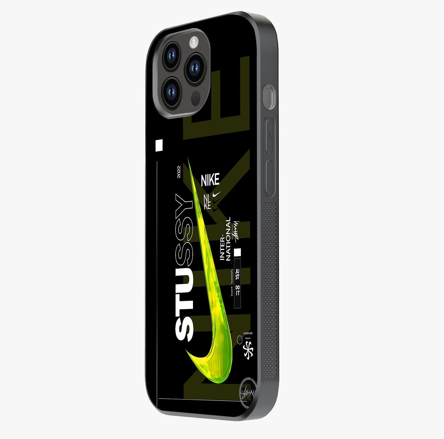 Neon Street Edition Glass Case photographed in natural light showing reflective finish and design depth.