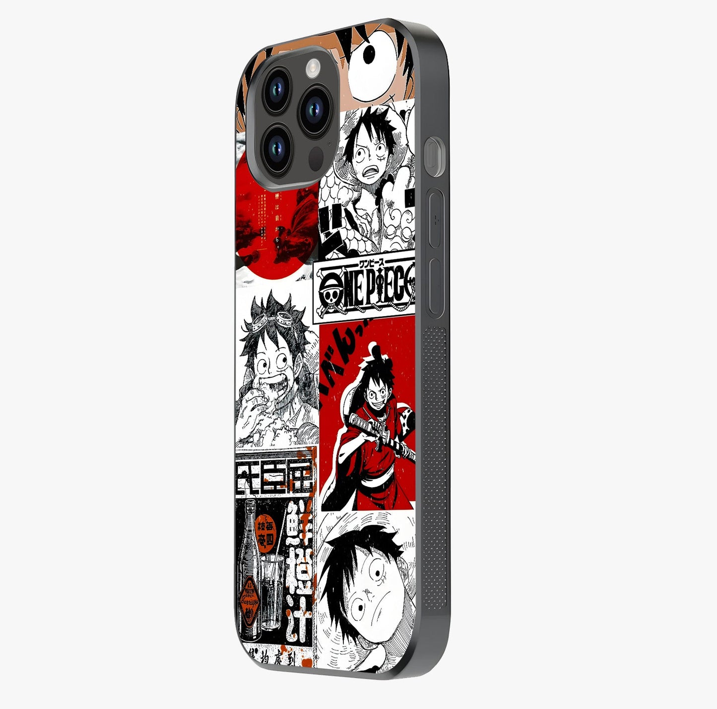 Strawhat Chaos Panels Glass Case photographed in natural light showing reflective finish and design depth.