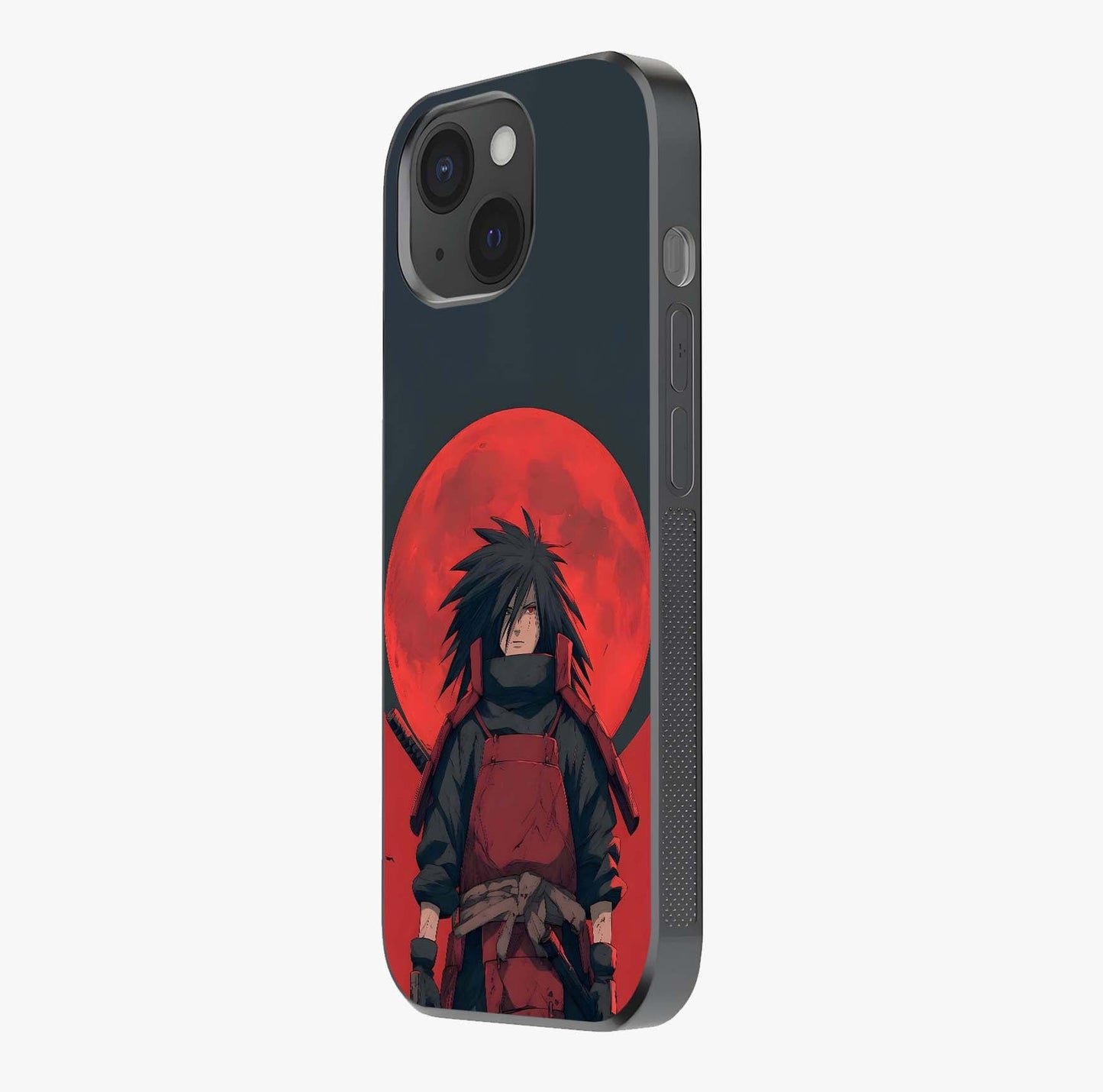 Crimson Moon Warlord Glass Case photographed in natural light showing reflective finish and design depth.