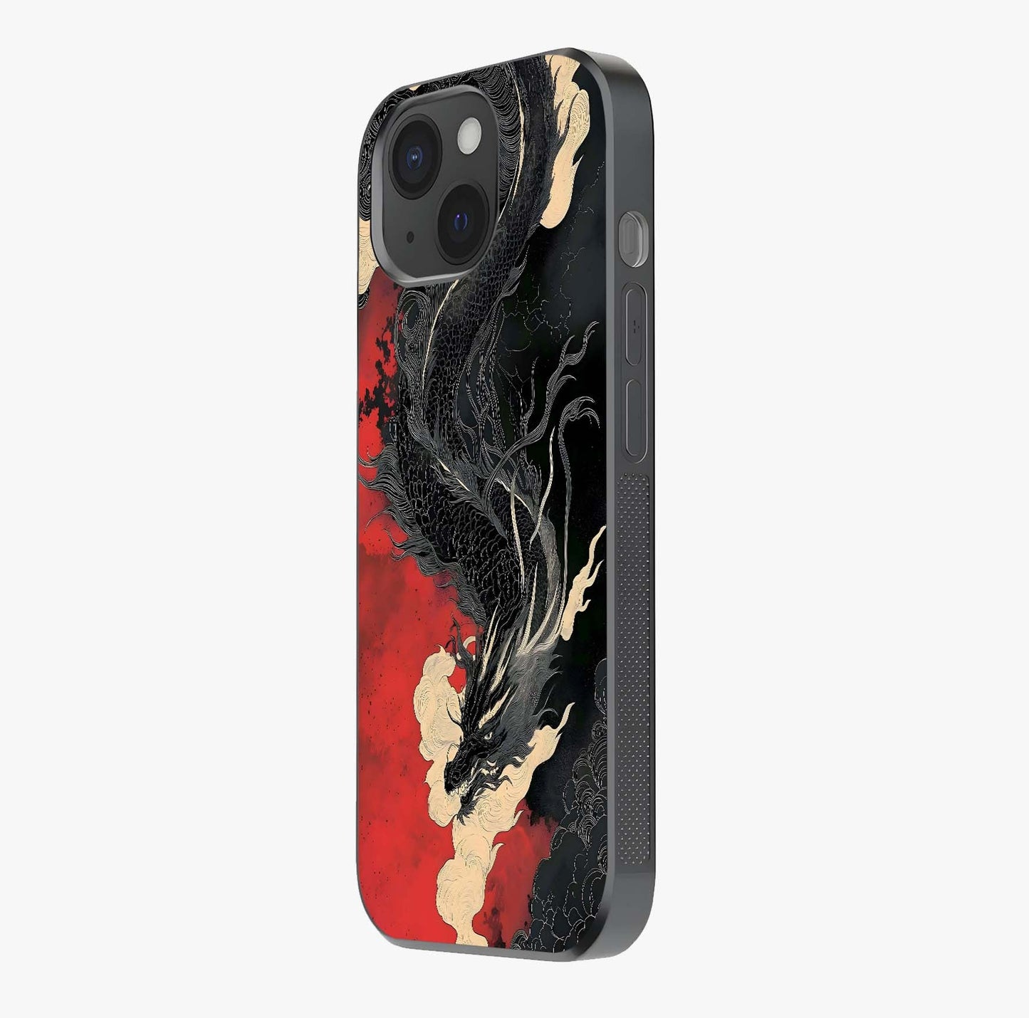 Shadow Dragon Fury Glass Case photographed in natural light showing reflective finish and design depth.