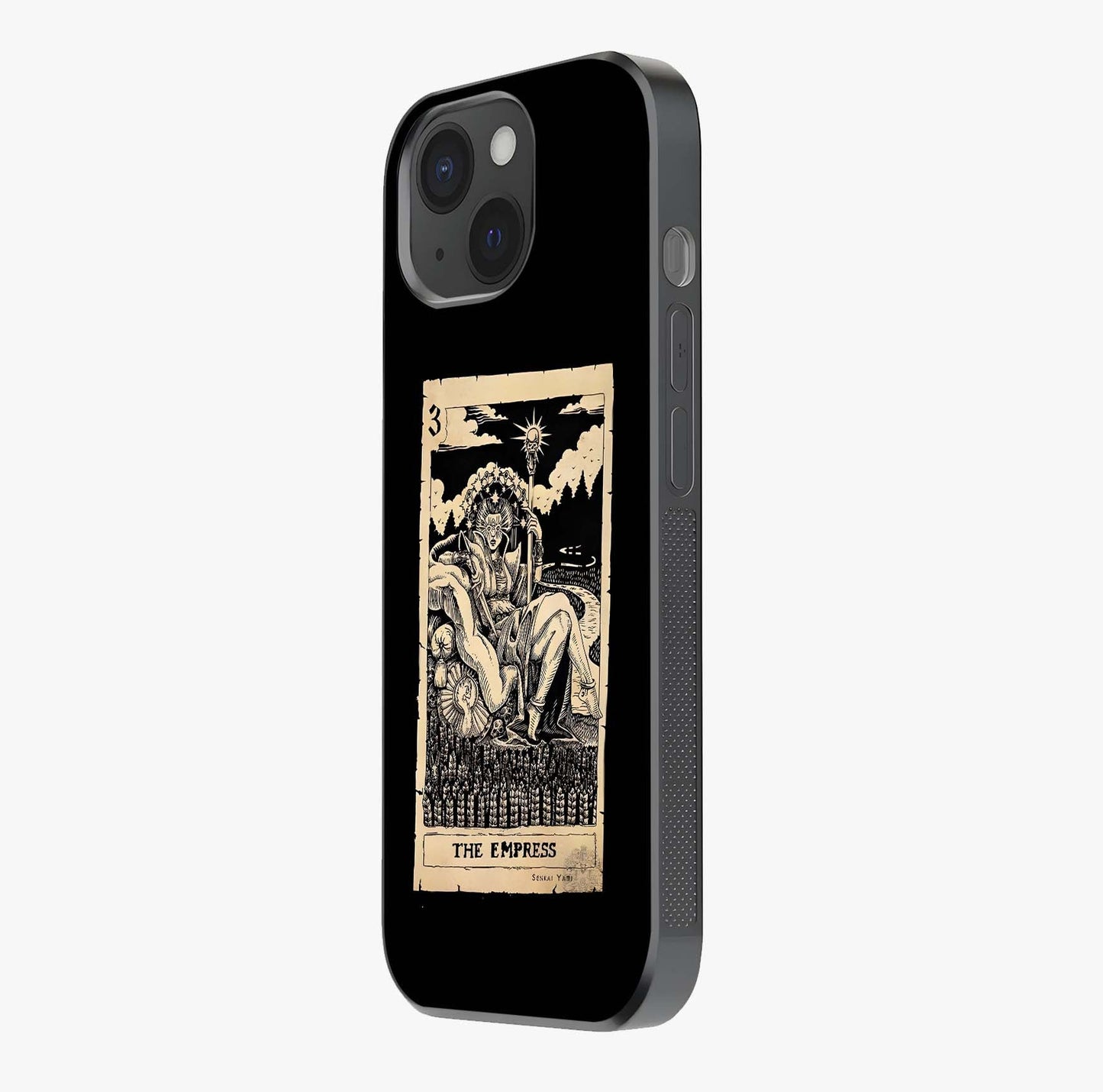 The Empress Glass Case photographed in natural light showing reflective finish and design depth.